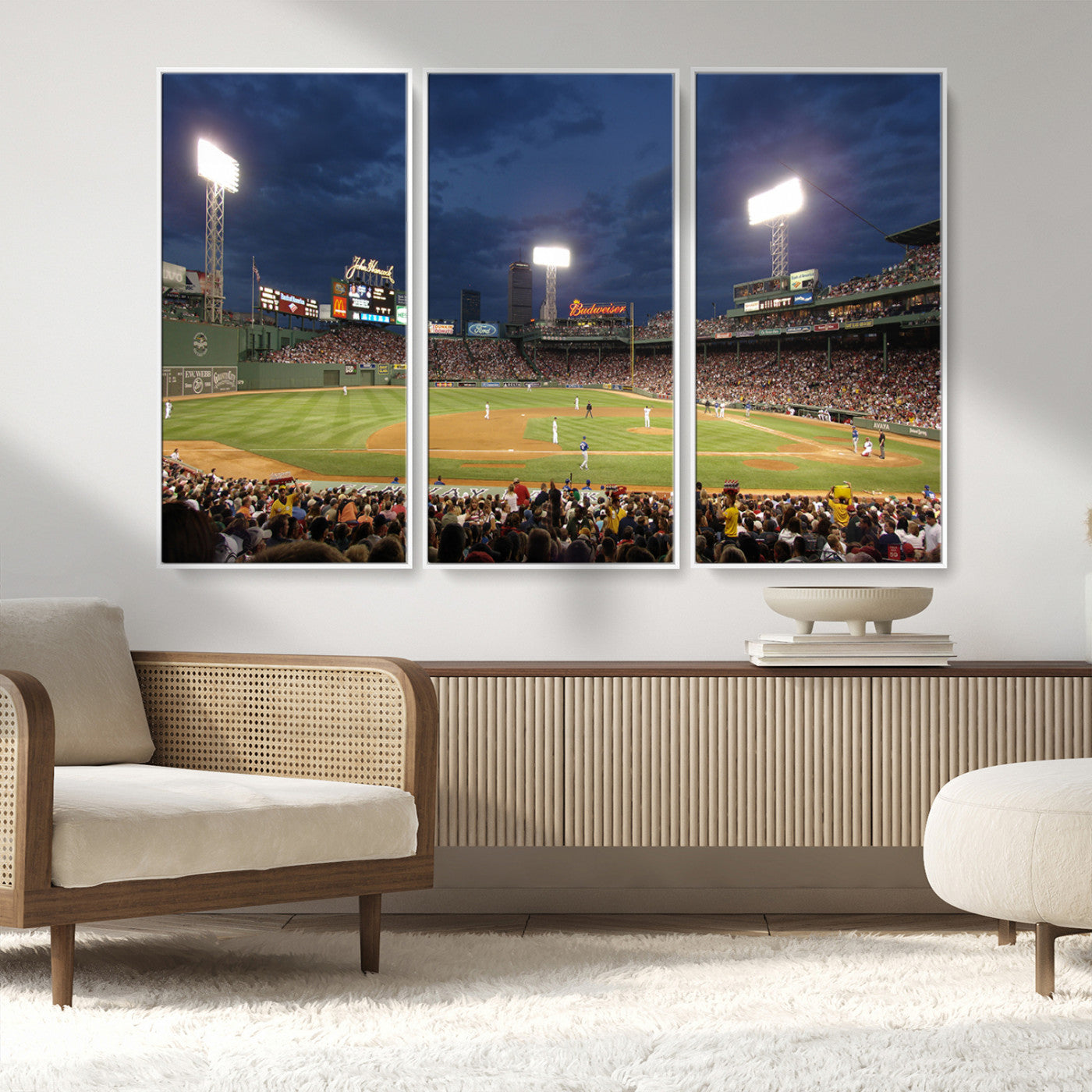 MGV-FC-48X32-3P - Boston Red Sox Baseball Team Print Canvas - Massachusetts Fenway Park Stadium Wall Art Canvas Print
