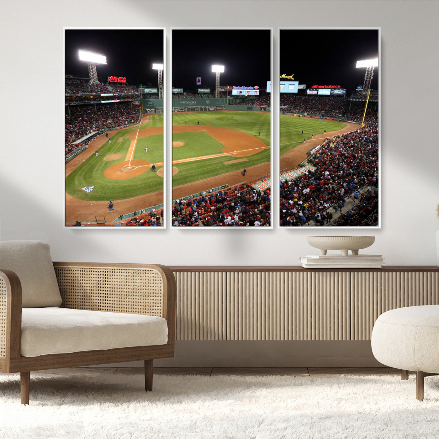 MGV-FC-48X32-3P - Boston Red Sox Baseball Team Print - Massachusetts Fenway Park Stadium Wall Art Canvas Print
