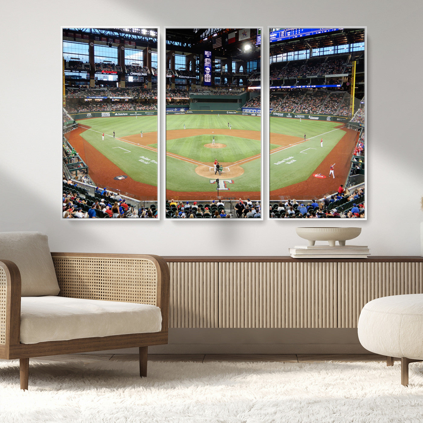MGV-FC-48X32-3P - Texas Rangers Baseball Team Print - Arlington Globe Life Field Stadium Canvas Print Wall Art