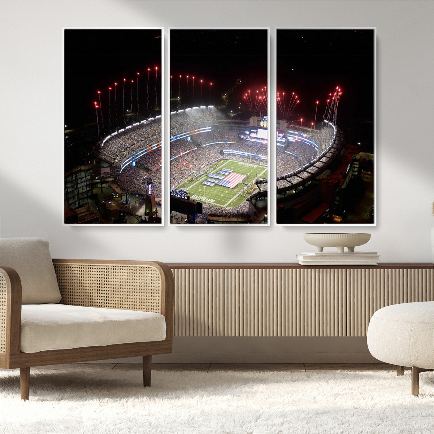 MGV-FC-48X32-3P - New England Patriots Team Print Wall Art- Foxborough Gillette Stadium Wall Art Canvas Print