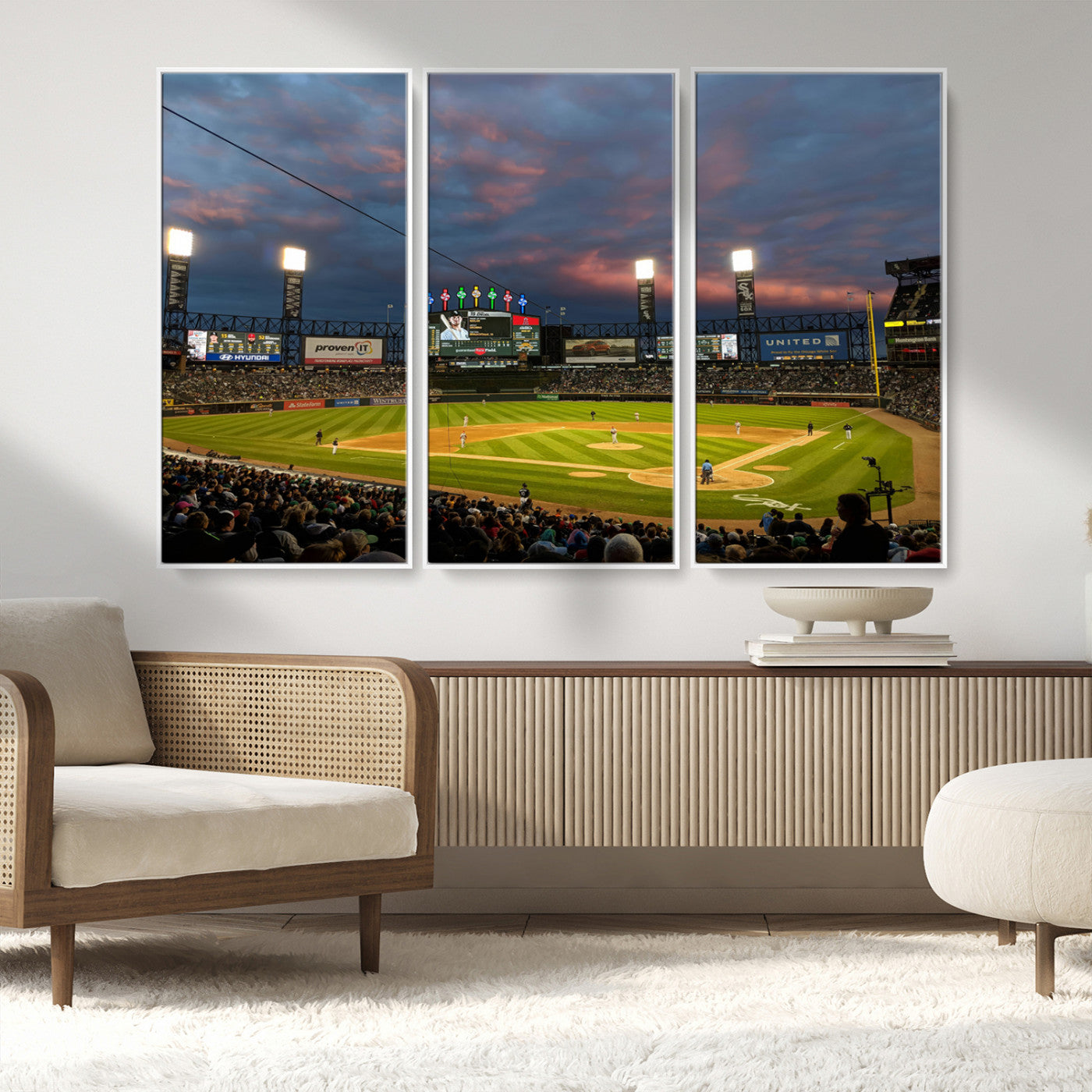MGV-FC-48X32-3P - Chicago White Sox Baseball Team Print Canvas- Guaranteed Rate Field Stadium Wall Art Canvas Print