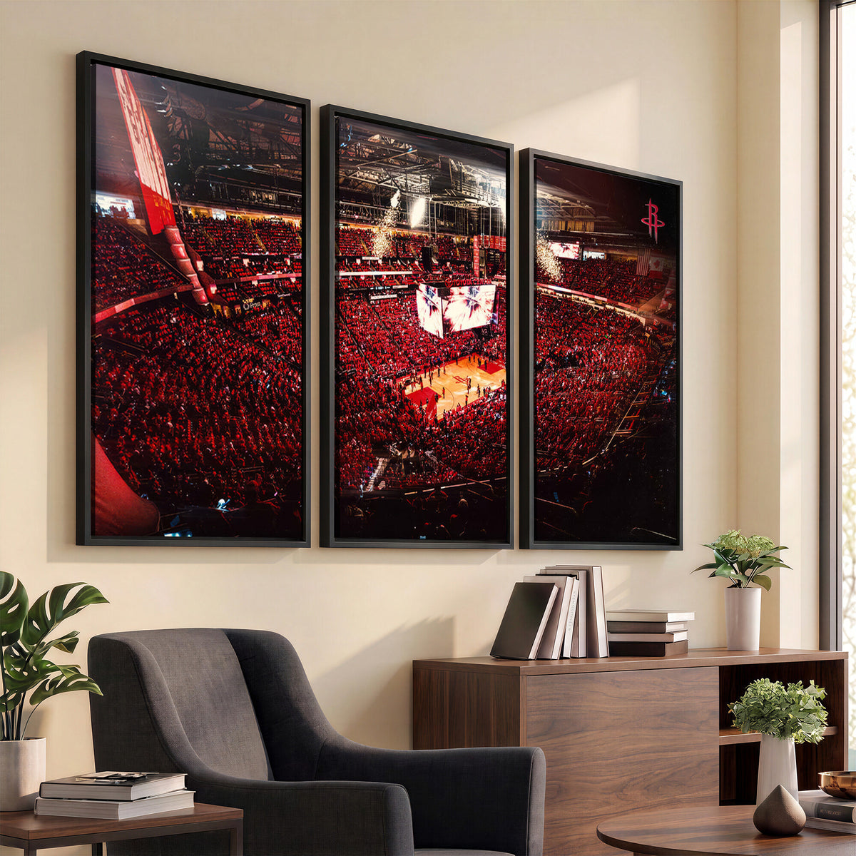 91527-MGV-CV-36X24 - Houston Rockets Basketball Team Print Canvas, Houston Toyota Center Arena Wall Art