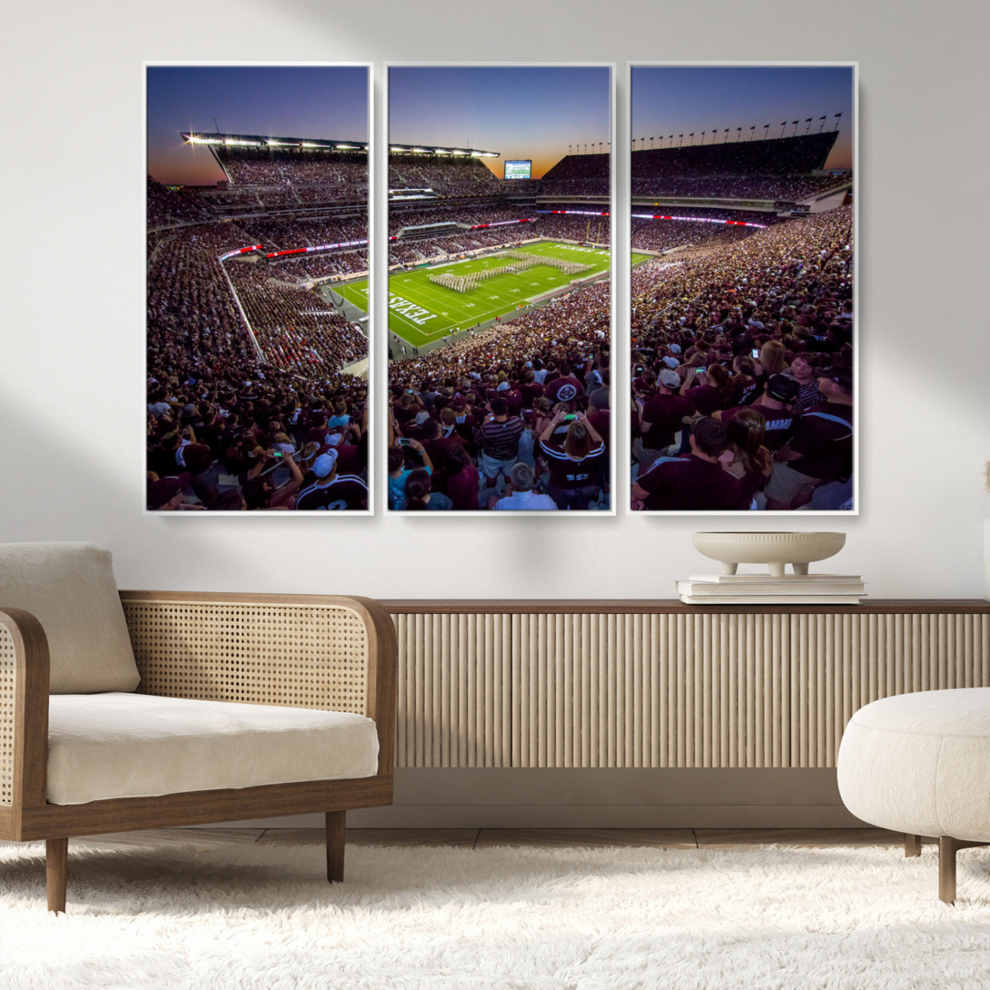 MGV-FC-48X32-3P - Texas A&M University Aggies Football Team Print - College Station Kyle Field Stadium Wall Art Canvas