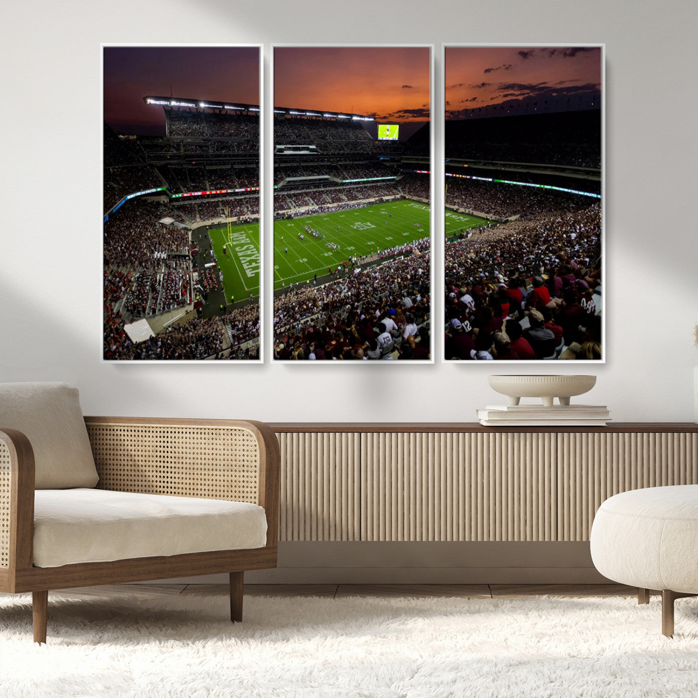 MGV-FC-48X32-3P - Texas A&M Aggies Football Team Print - College Station Kyle Field Stadium Wall Art Canvas Print