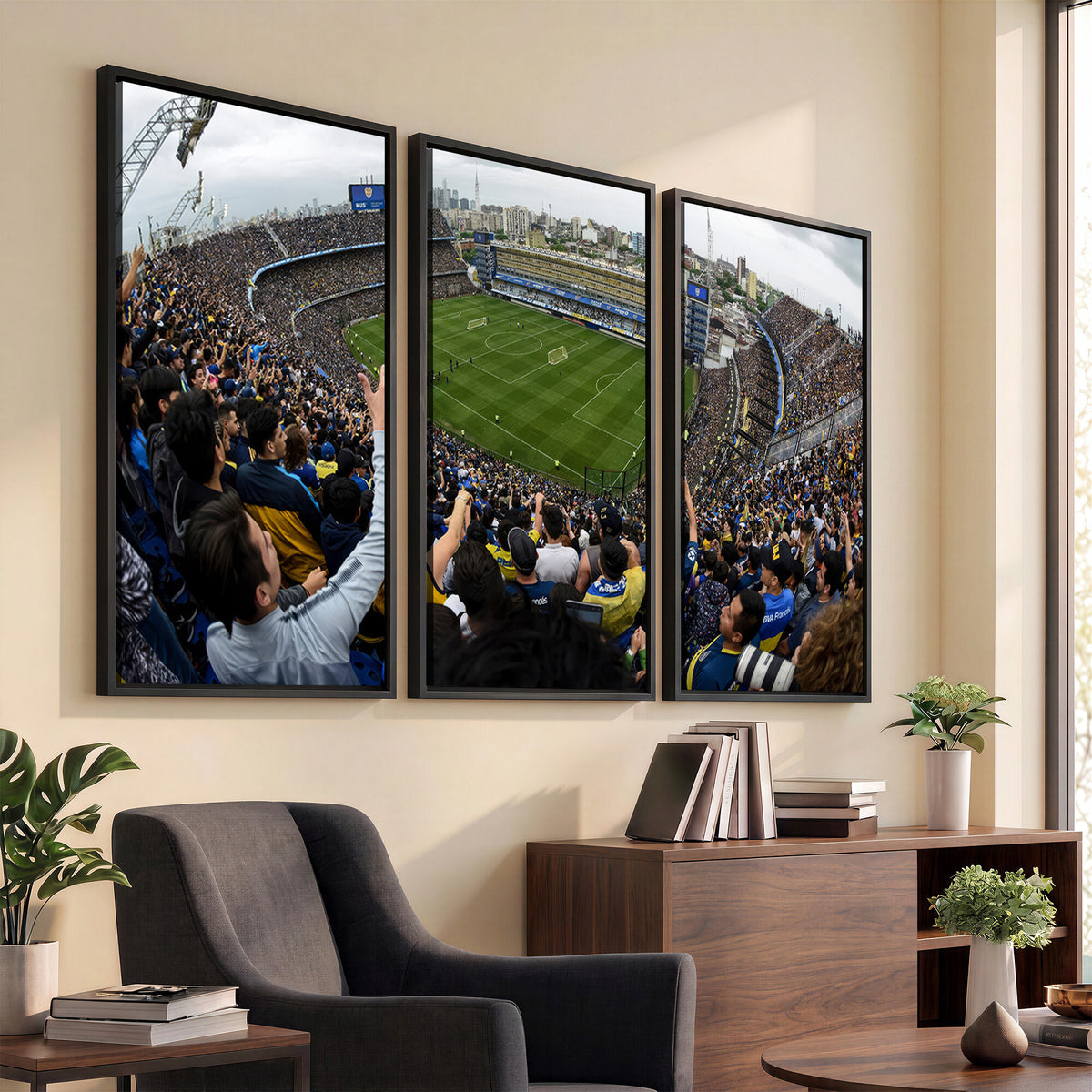 23173-MGV-CV-36X24 - Boca Juniors Soccer Team Print, Buenos Aires Bombonera, Framed and Ready to Hang