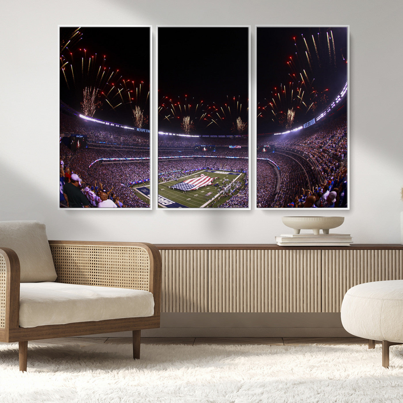 MGV-FC-48X32-3P - New York Giants Football Team Print - East Rutherford MetLife Stadium Wall Art Canvas Print
