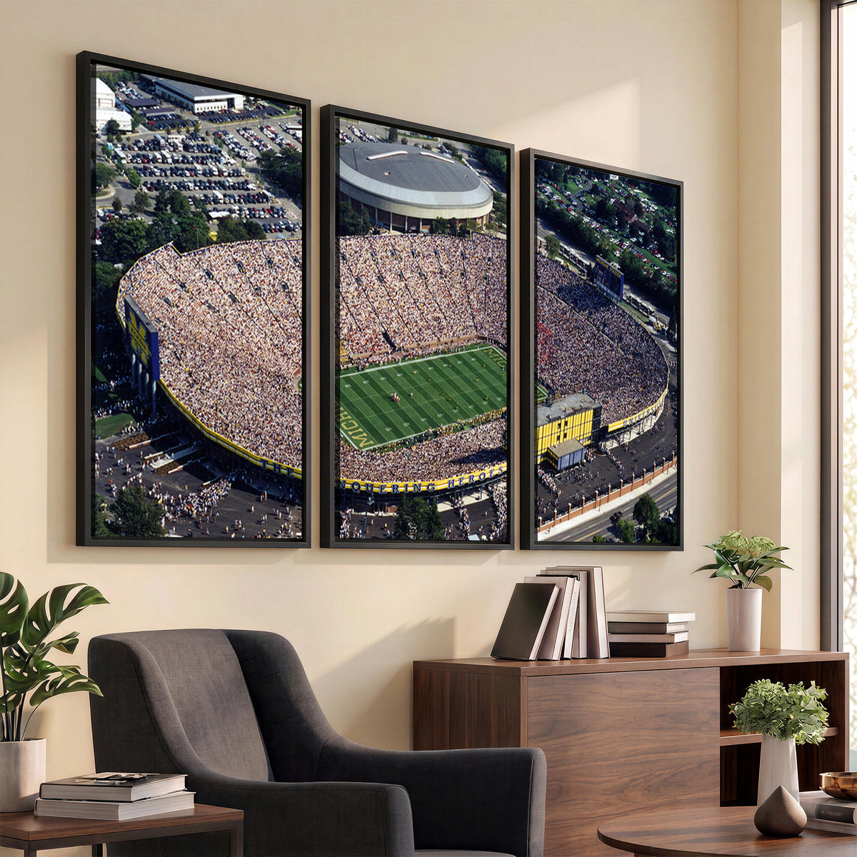 27314-MGV-CV-36X24 - Michigan Wolverines Football Team Print, Ann Arbor Michigan Stadium Wall Art