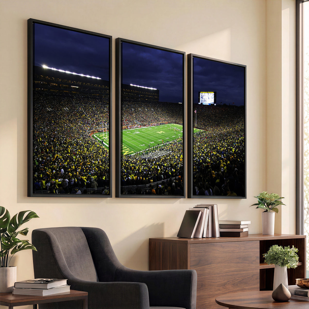 15448-MGV-CV-36X24 - Michigan Wolverines Football Canvas Wall Decor, Football Team Print, Ann Arbor Michigan Stadium