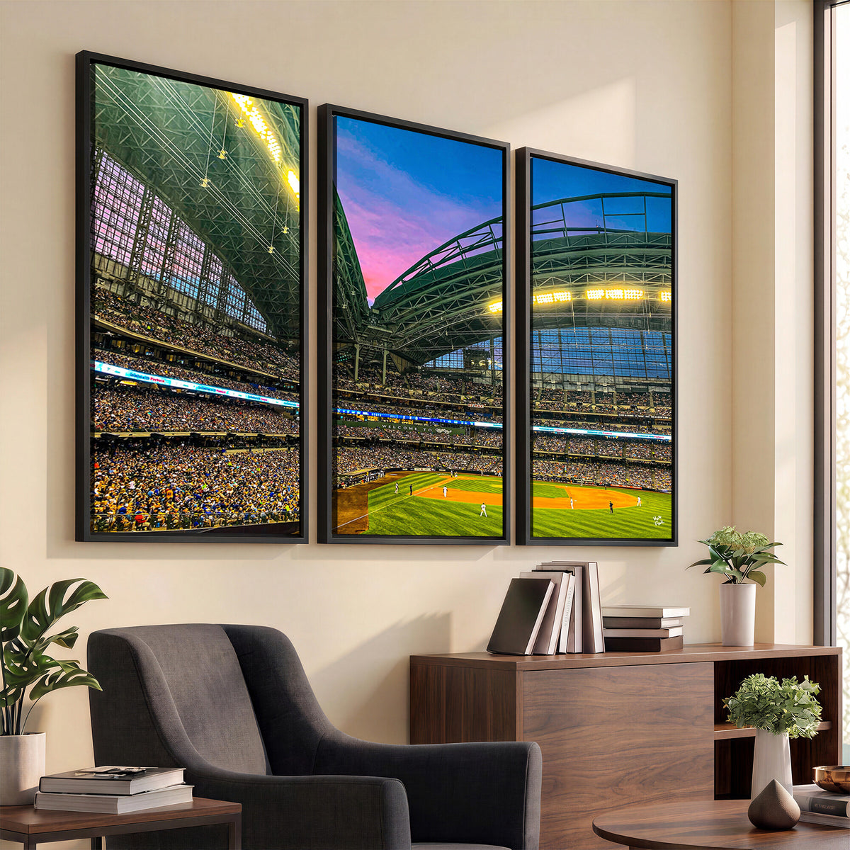 17006-MGV-CV-36X24 - Milwaukee Brewers Baseball Team Print Canvas, American Family Field Stadium Wall Art