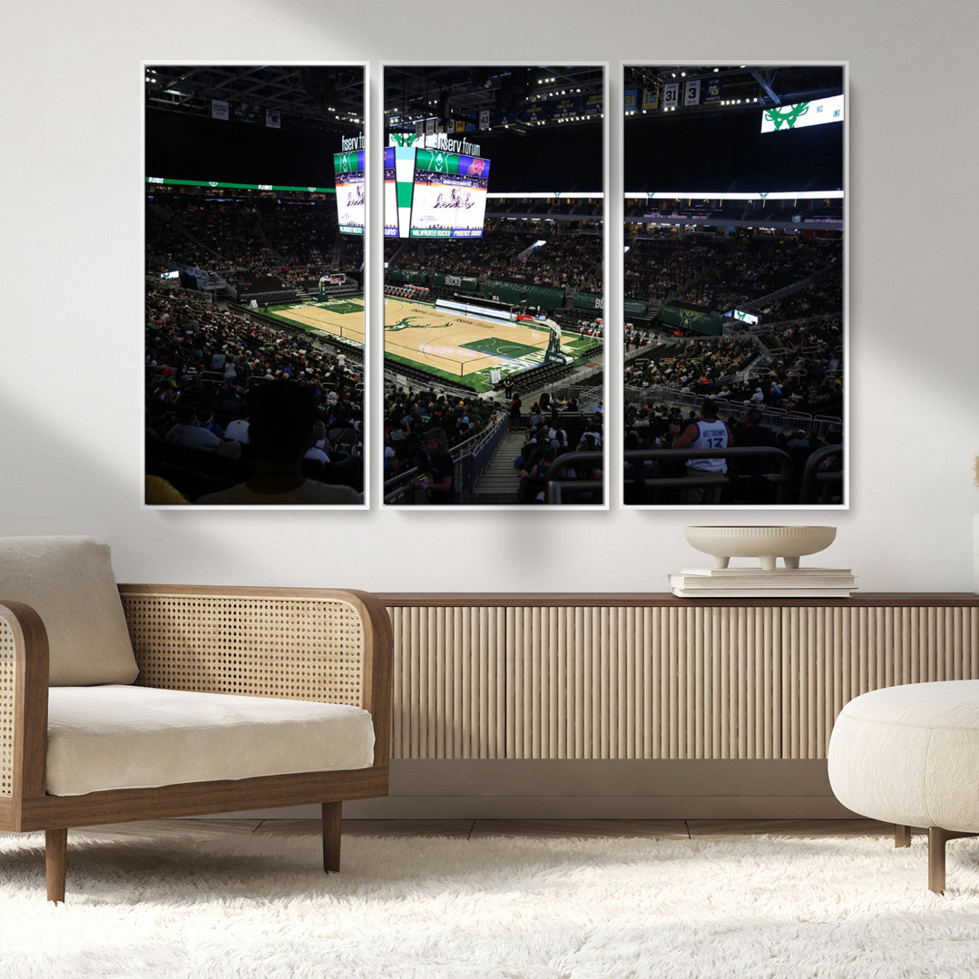 MGV-FC-48X32-3P - Milwaukee Bucks Basketball Print - Fiserv Forum Stadium Wall Art Canvas Print
