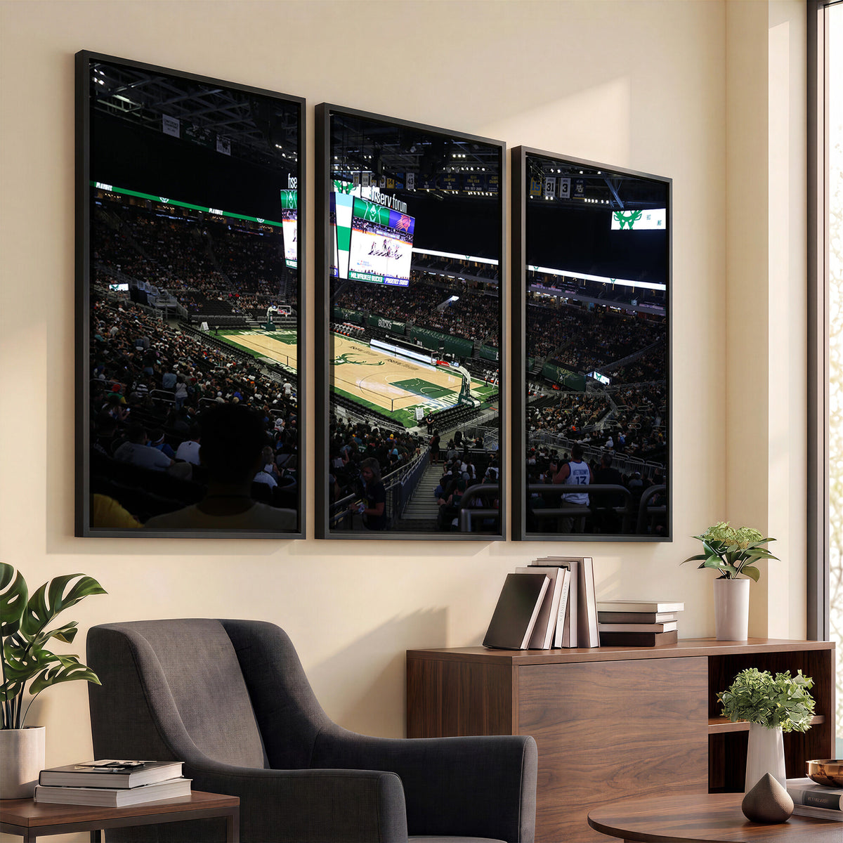 69882-MGV-CV-36X24 - Milwaukee Bucks Basketball Print, Fiserv Forum Stadium Wall Art