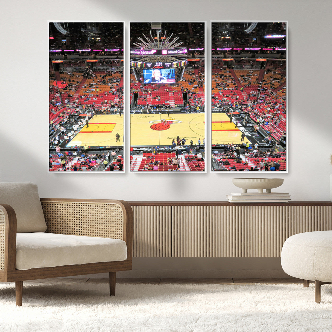 MGV-FC-48X32-3P - Miami Heat Basketball Team Print Wall Art- Kaseya Center Stadium Wall Art Canvas Print