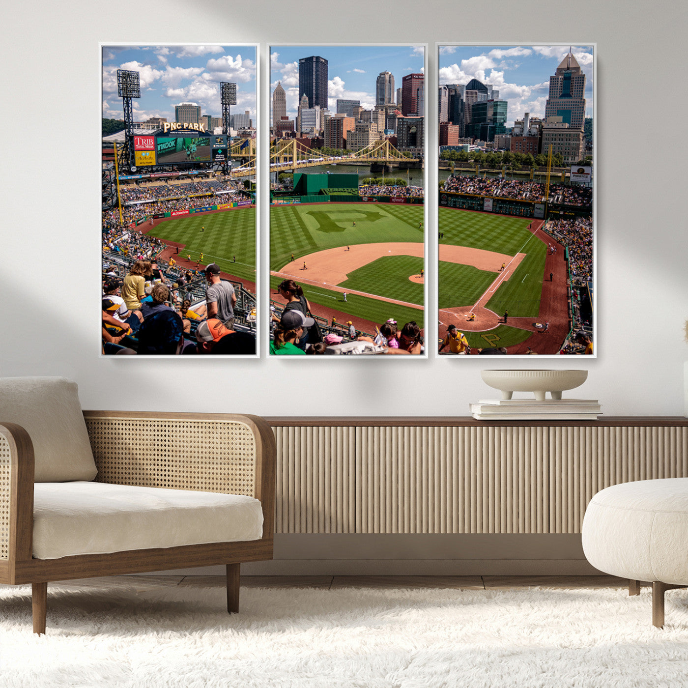 MGV-FC-48X32-3P - Pittsburgh Pirates Baseball Team Print - PNC Park Stadium Wall Art Canvas Print - Ready to Hang
