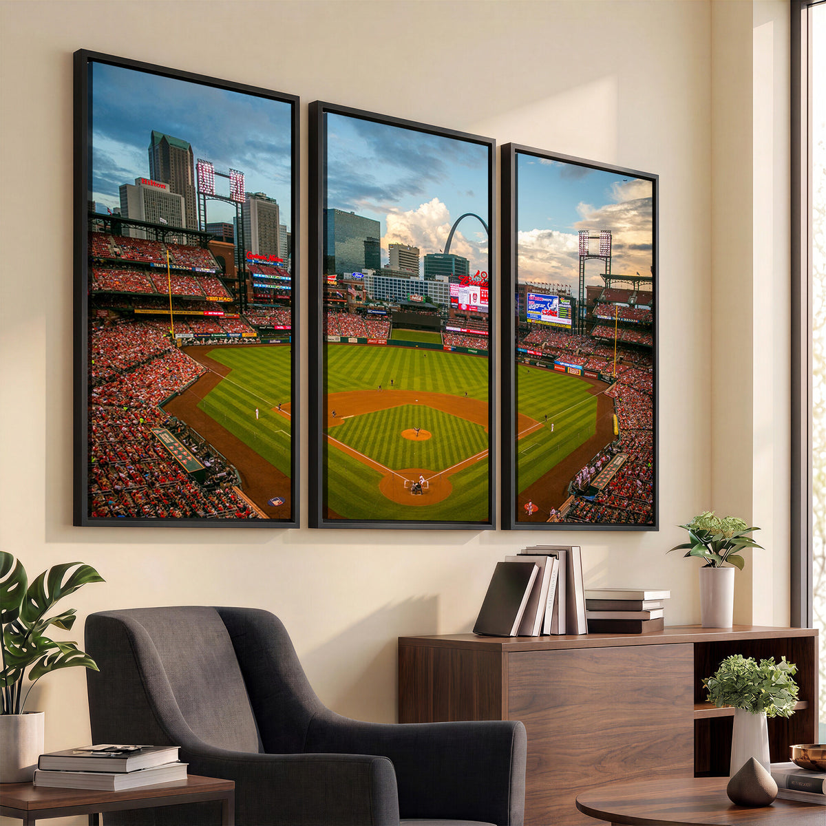 34054-MGV-CV-36X24 - St. Louis Cardinals Baseball Team Print, Busch Stadium Wall Art, Framed and Ready to Hang