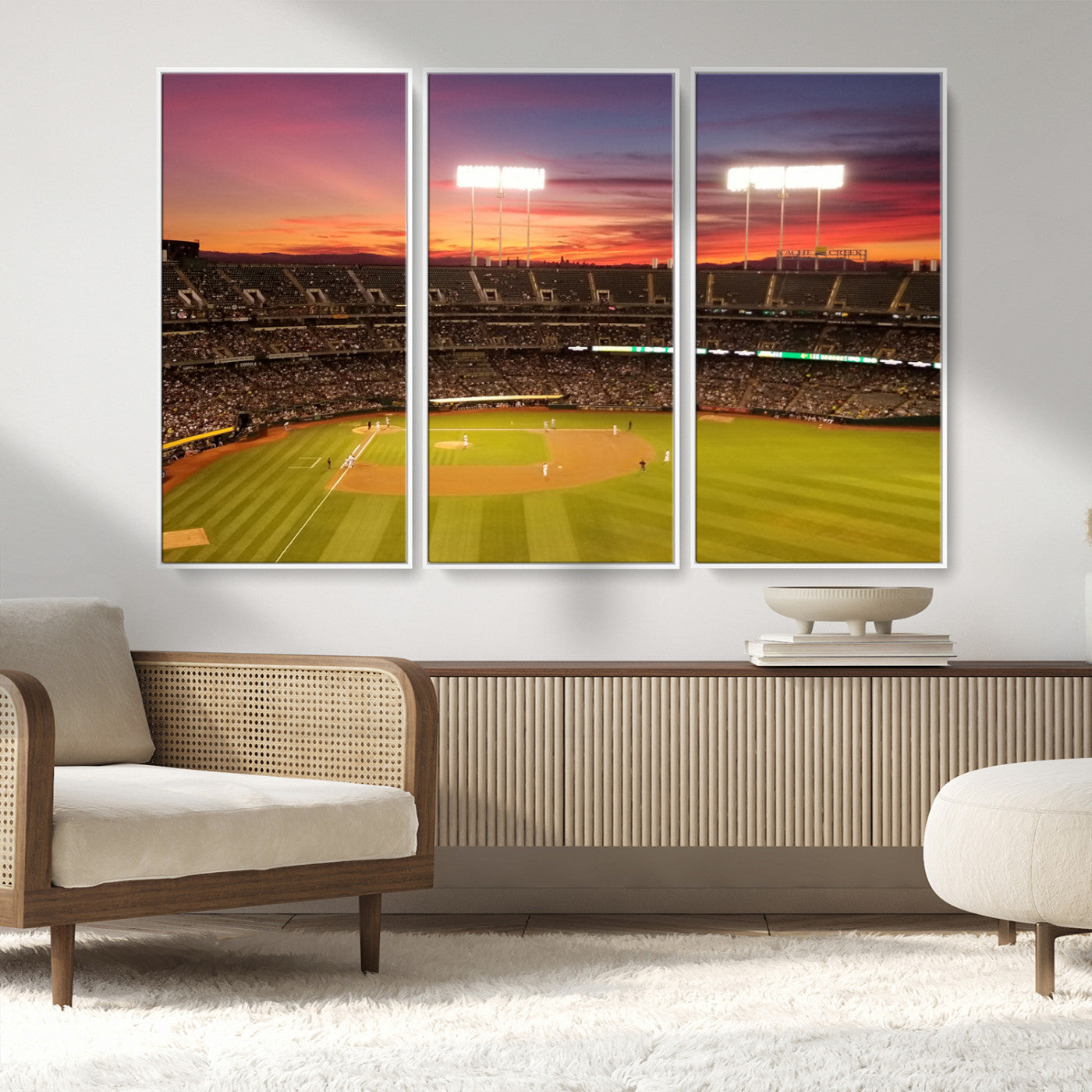 MGV-FC-48X32-3P - Oakland Athletics Baseball Team Print - Oakland Coliseum Stadium Wall Art Canvas Print