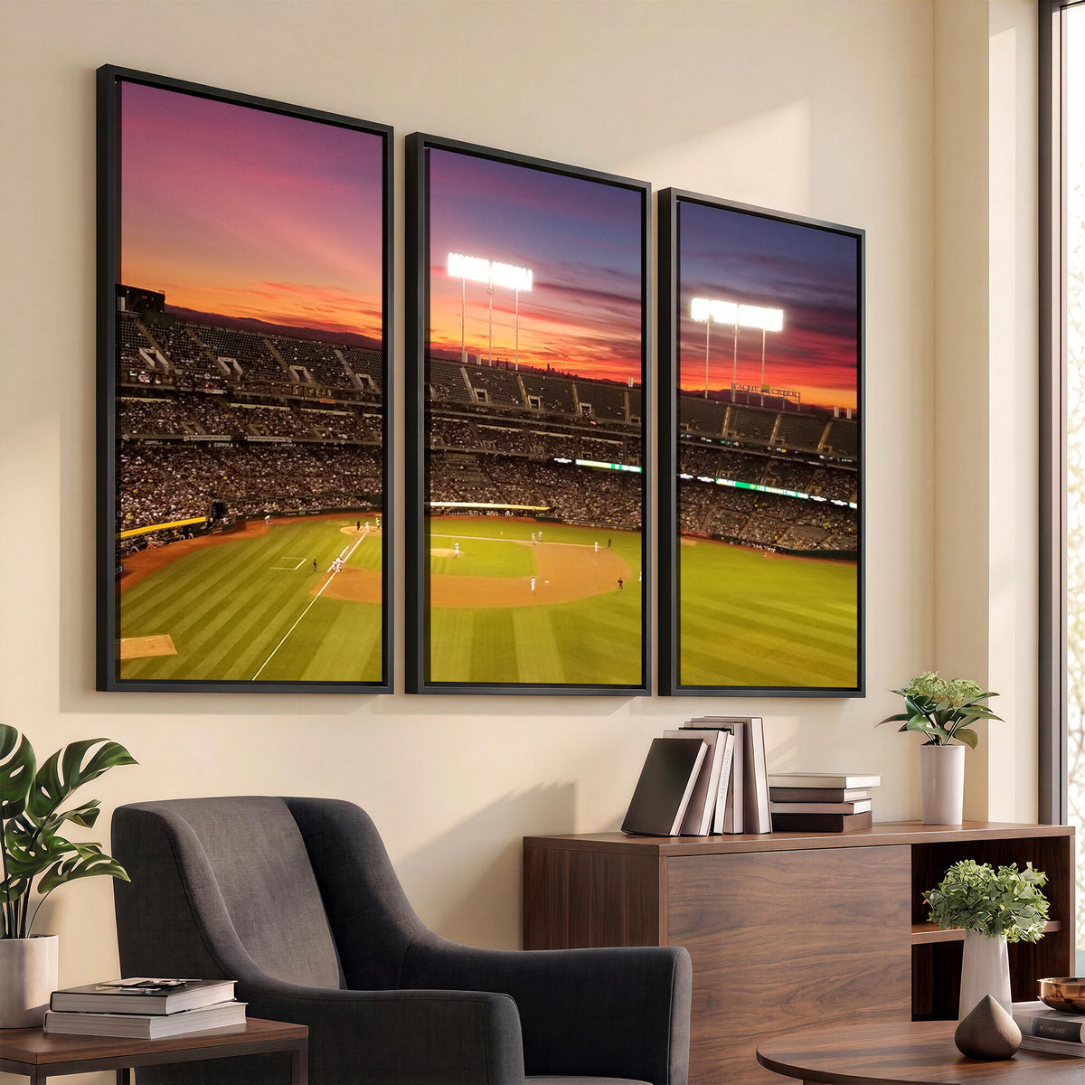 73718-MGV-CV-36X24 - Oakland Athletics Baseball Team Print, Oakland Coliseum