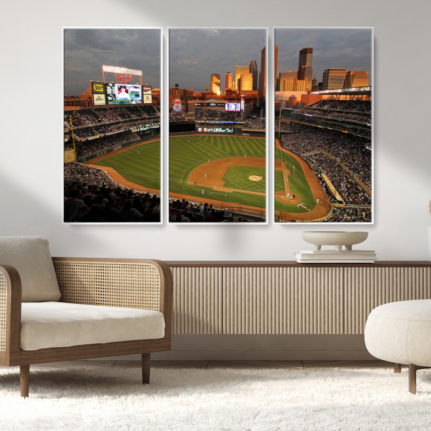 MGV-FC-48X32-3P - Minnesota Twins Baseball Team Print - Minneapolis Target Field Stadium Wall Art Canvas Print