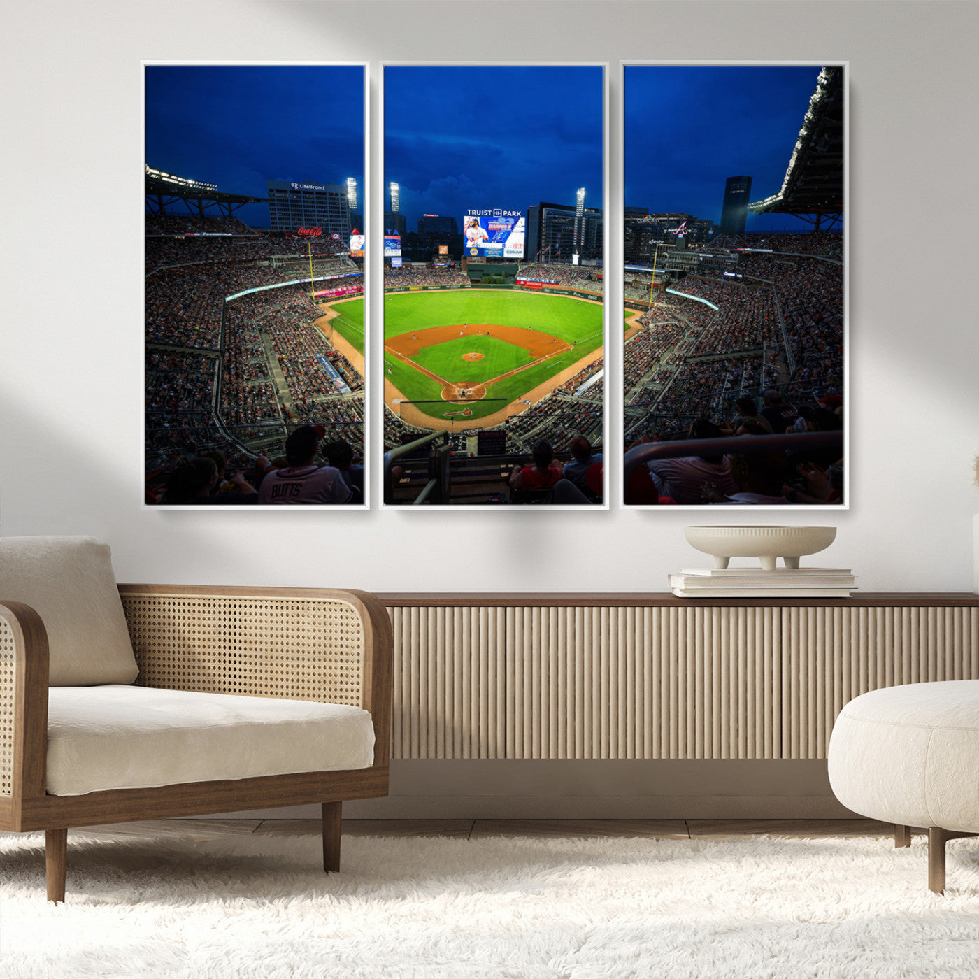 MGV-FC-48X32-3P - Truist Park Night Game Canvas Art - Atlanta Braves Stadium Wall Art Canvas