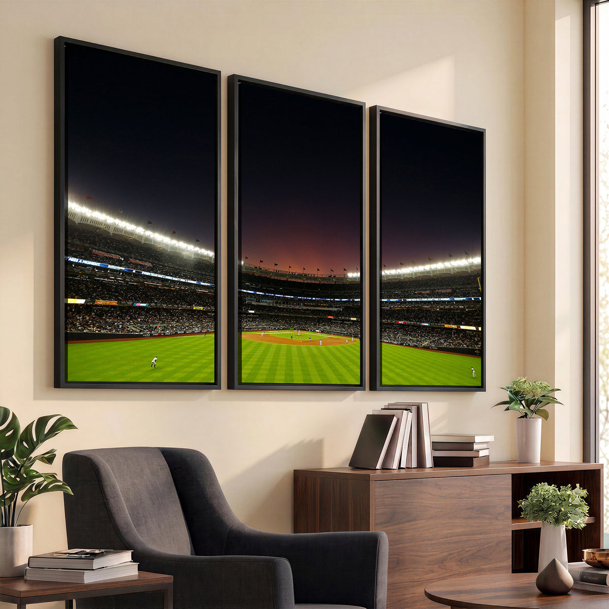59138-MGV-CV-36X24 - Yankee Stadium Night Game Triple Canvas, New York Yankees Stadium Wall Art