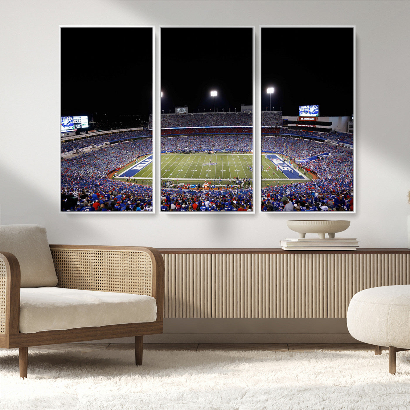 MGV-FC-48X32-3P - Buffalo Bills Wall Art - Buffalo Bills Stadium Canvas Print, Perfect Sports Decor for Living Rooms,