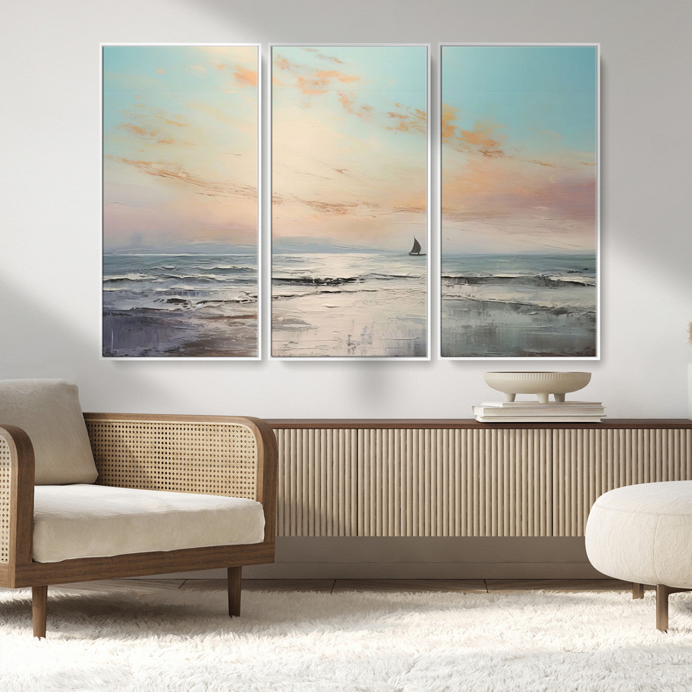 MGV-FC-48X32-3P - Abstract Ocean Wall Art -  Boat Wall Art Canvas Print