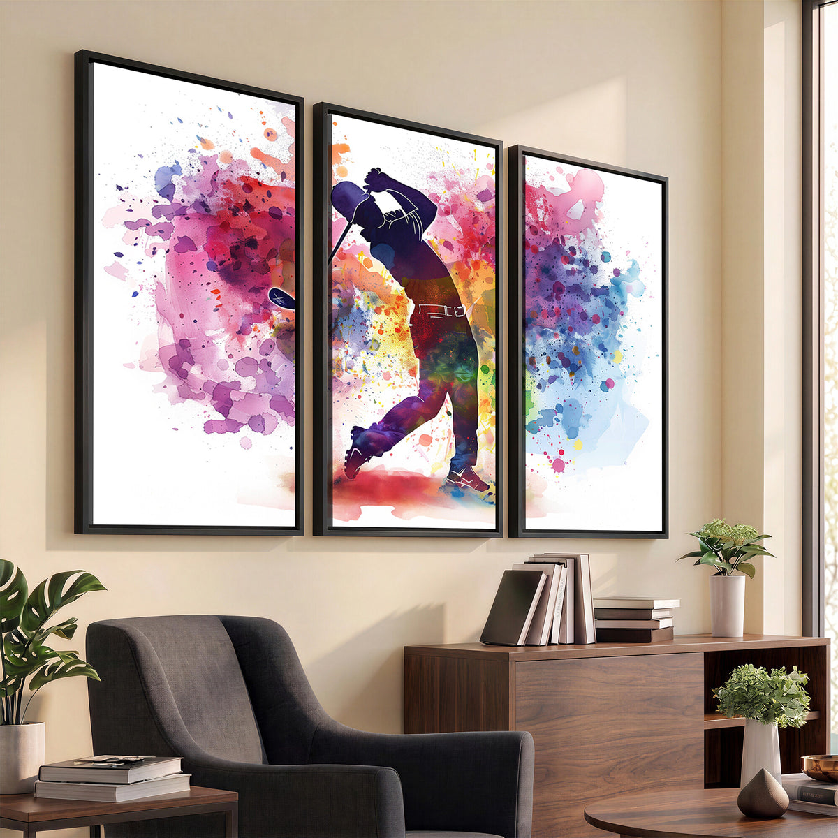 66537-MGV-CV-36X24 - Colorful Golfer Swing Wall Art Canvas Print, Ready to Hang
