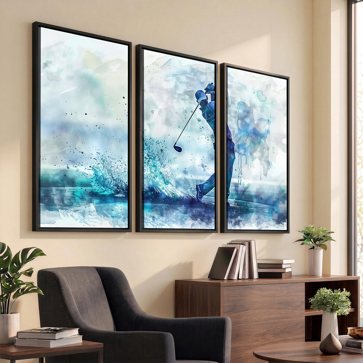 45328-MGV-CV-36X24 - Watercolor Abstract Golf Swing Wall Art Canvas Print