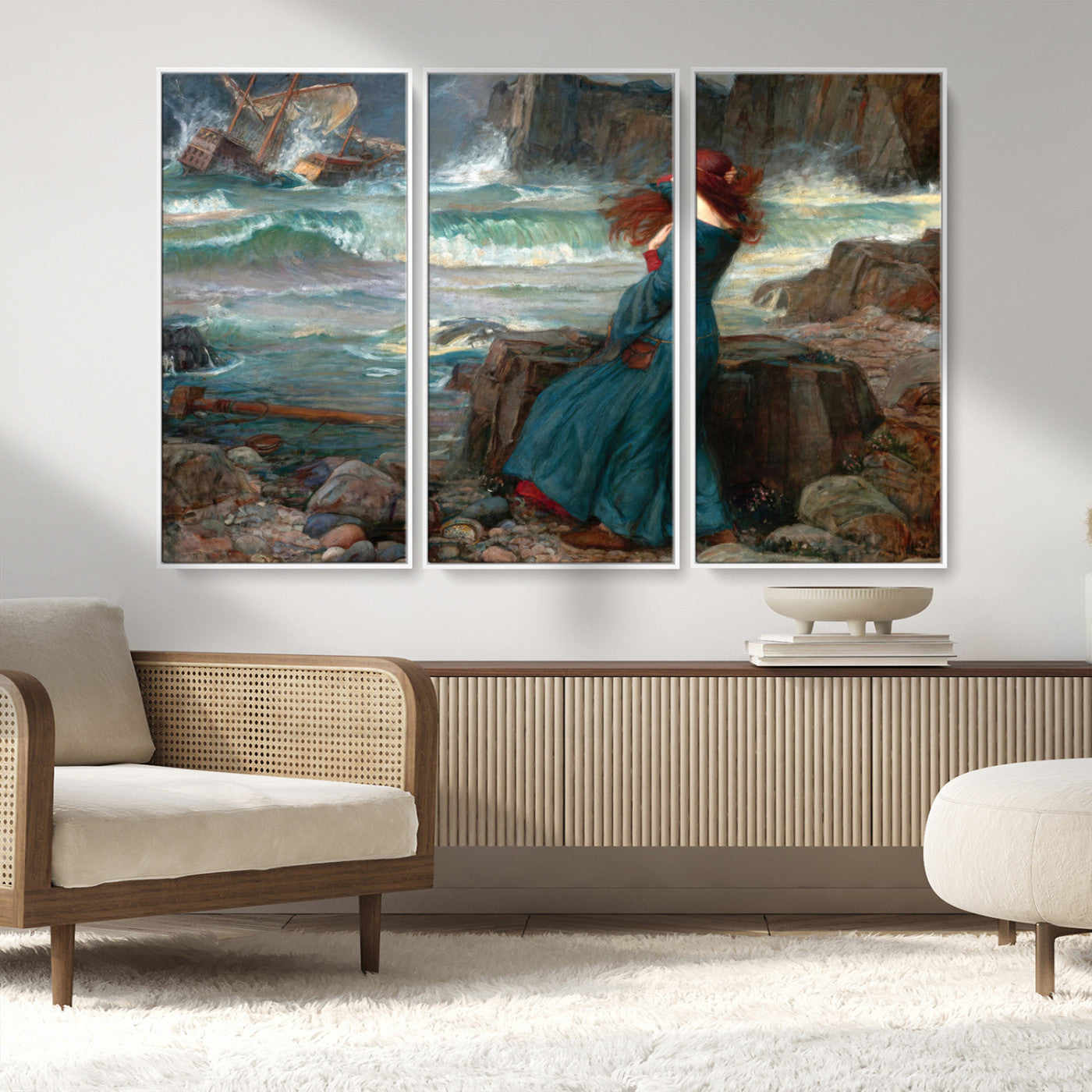 -Miranda by the Shore Wall Art Canvas Print – Tempest Scene Ocean Storm – Ready to Hang