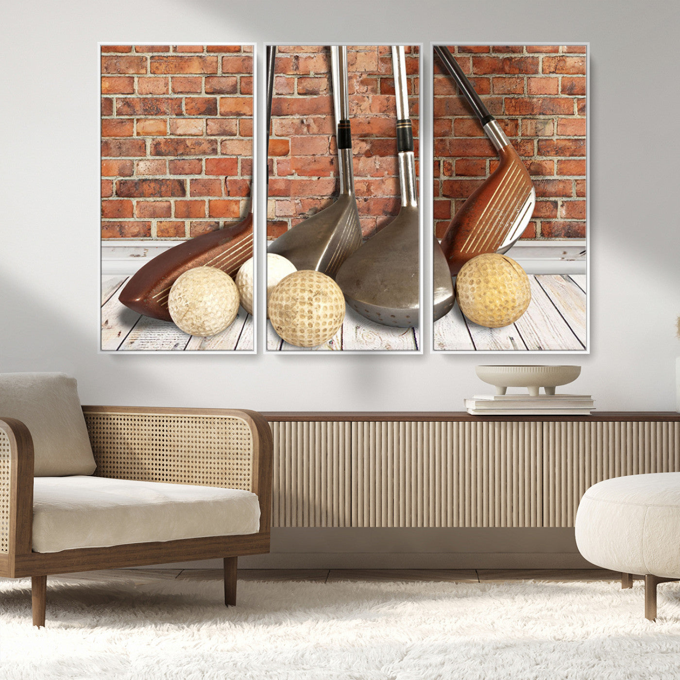 MGV-FC-48X32-3P - Vintage Golf Ball Wall Art Canvas Print | Golf Decor for Man Cave or Office | Ready to Hang and