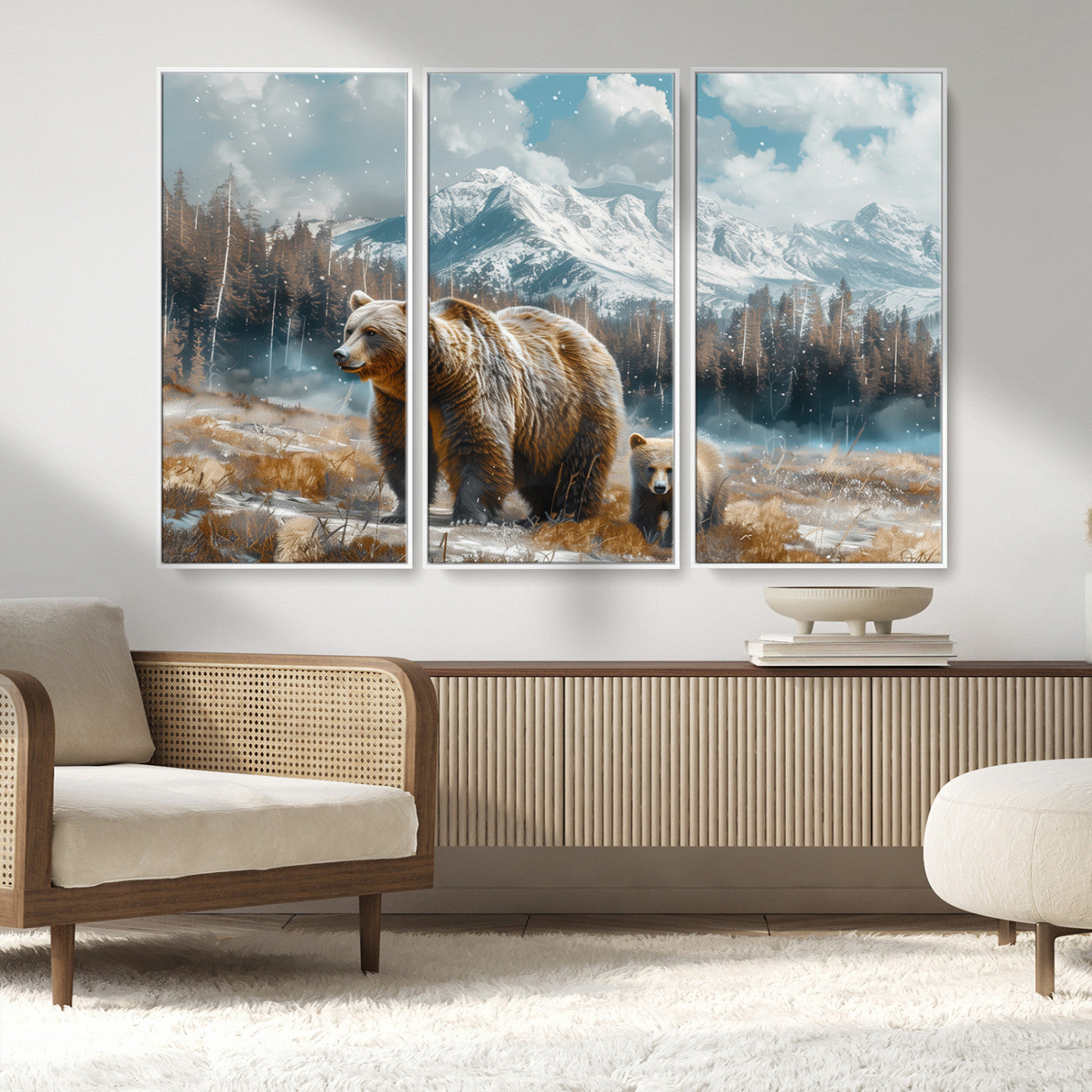 MGV-FC-48X32-3P - Bear and Baby Bear Wall Art Canvas Print