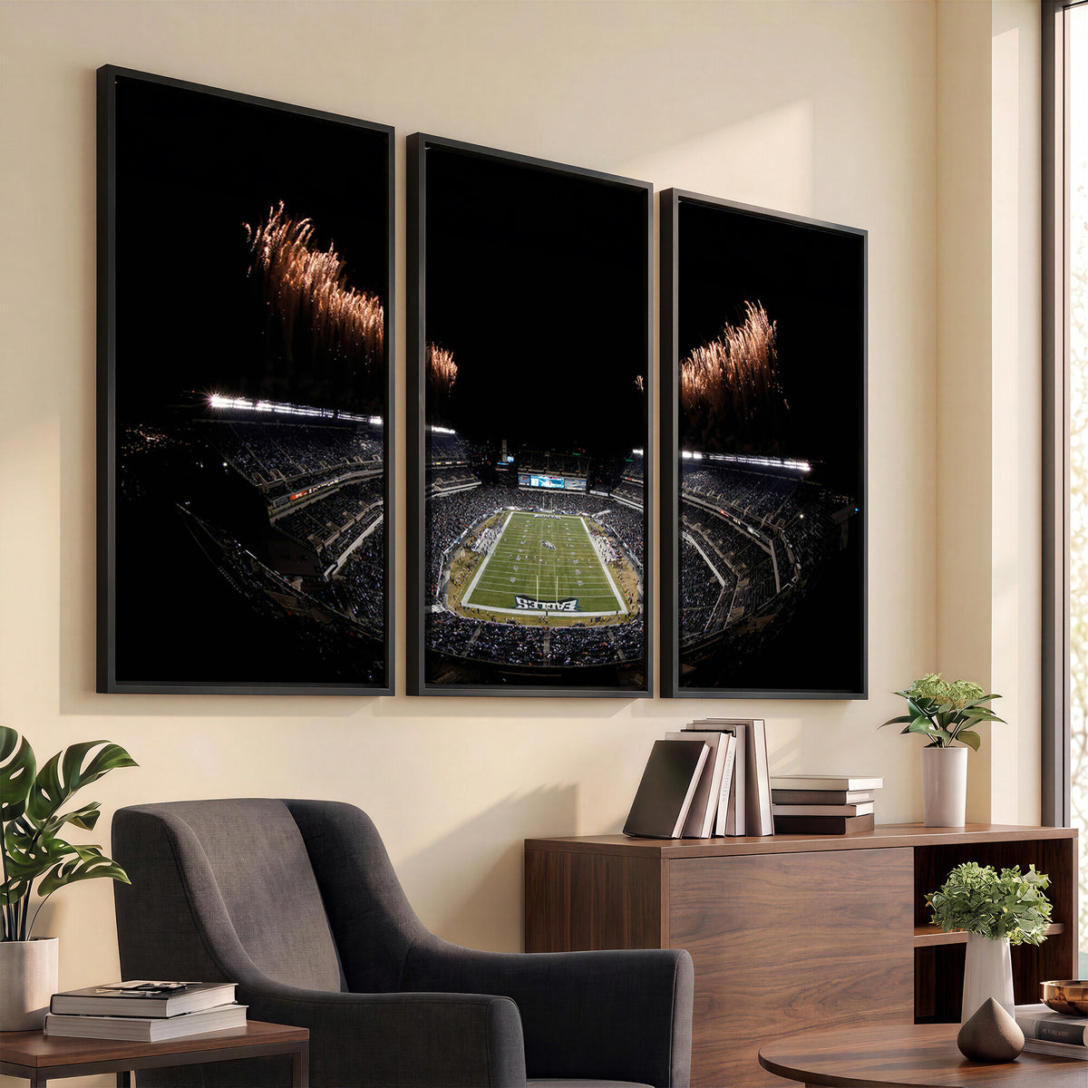 89680-MGV-CV-36X24 - Eagles Field Stadium Wall Art, Philadelphia Eagles Football, Framed and Ready to Hang