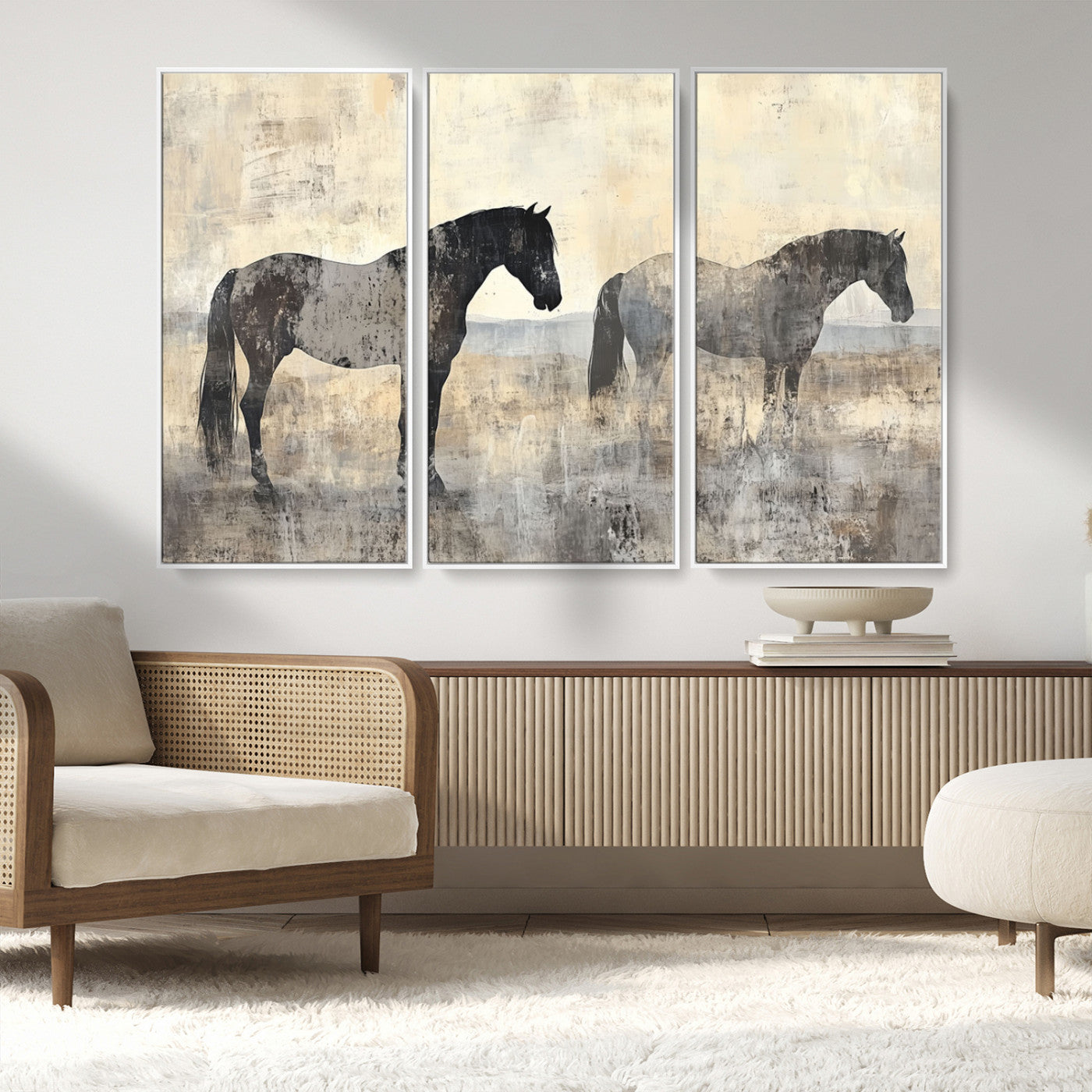 MGV-FC-48X32-3P - Vintage Horses Wall Art Canvas Print