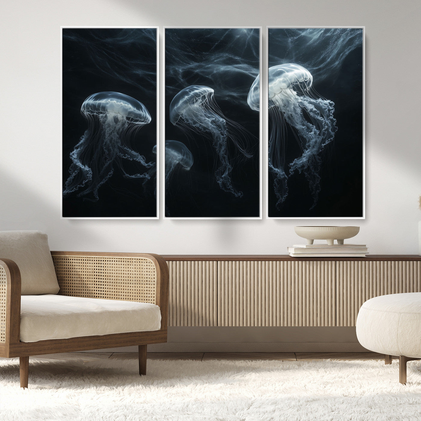 MGV-FC-48X32-3P - Jellyfish Wall Art Canvas Print, Elegant Wall Decor