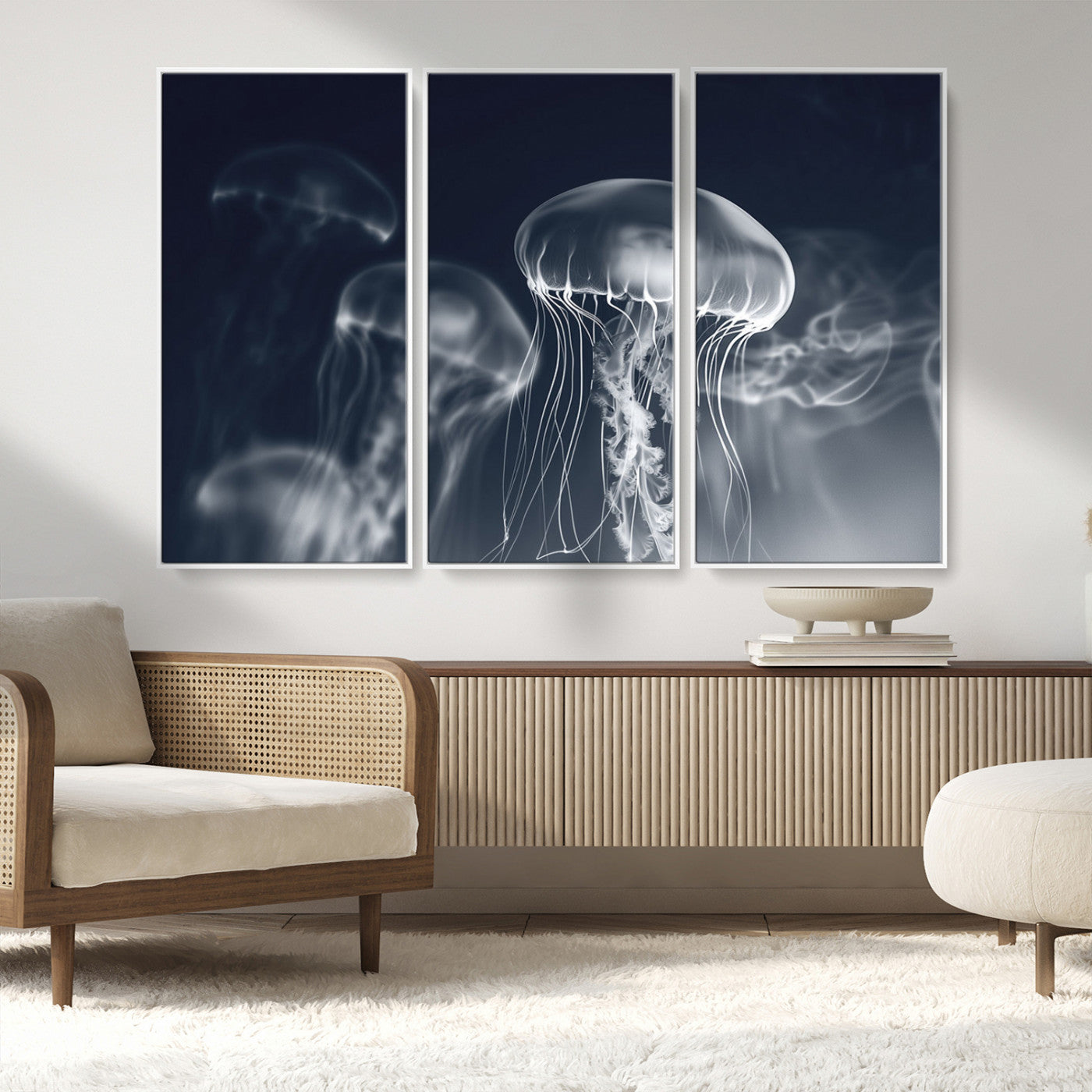MGV-FC-48X32-3P - Jellyfish Wall Art Canvas Print, Modern Abstract Jellyfish Wall Decor