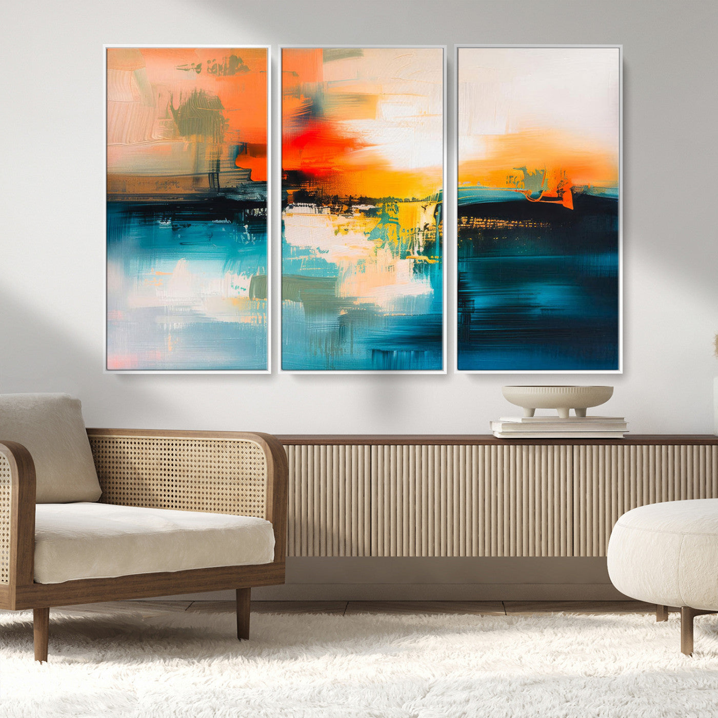 MGV-FC-48X32-3P - Colorful Abstract Wall Art | Bold Modern Canvas Print | Ready to Hang and Framed for Living Room or