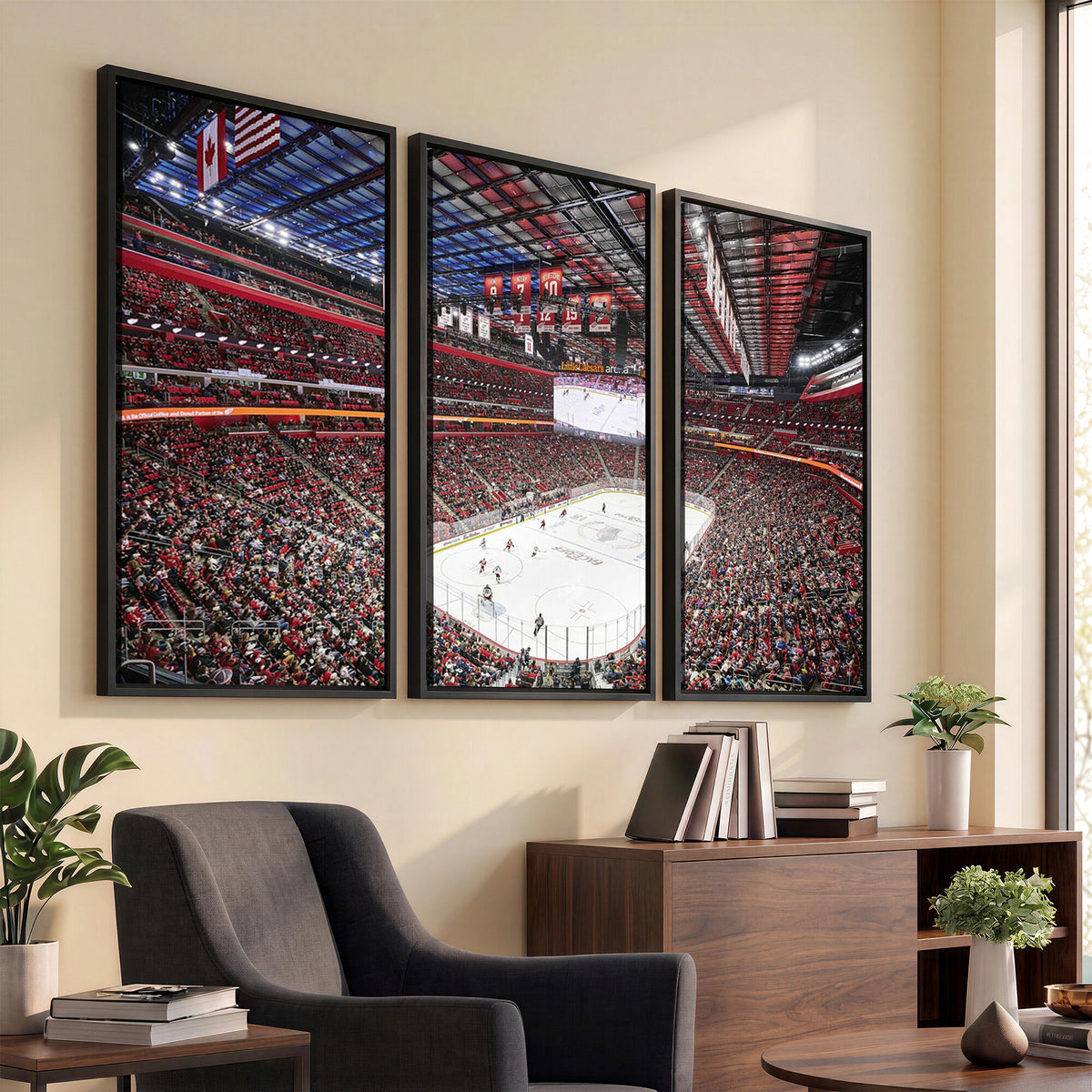 62263-MGV-CV-36X24 - Barton Malow Little Caesars Arena Detroit Wall Art Canvas Print - Detroit Hockey and Basketball