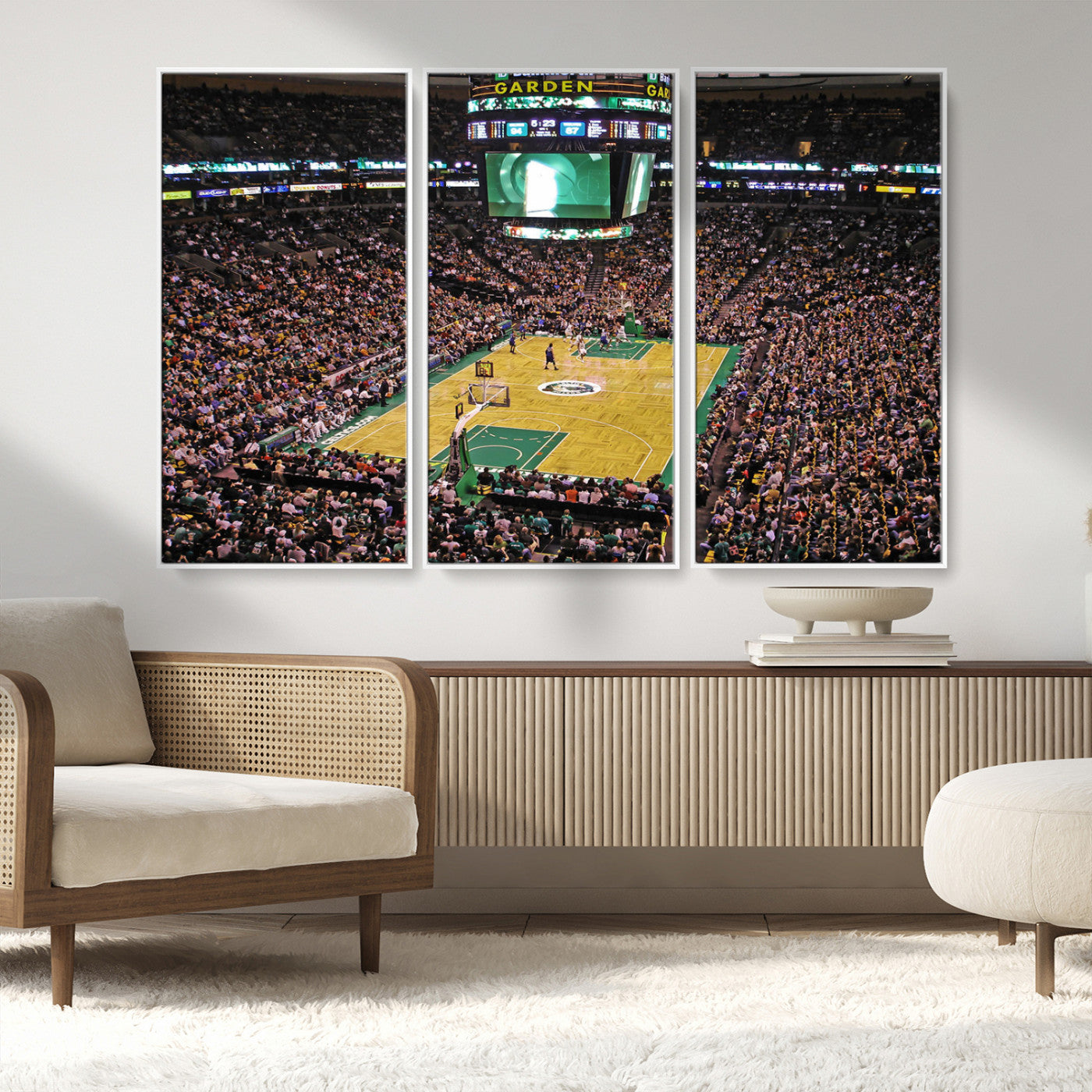 MGV-FC-48X32-3P - Celtics Game Versus The Timberwolves | Baseball Stadium Wall Art | Canvas Print | Ready to Hang