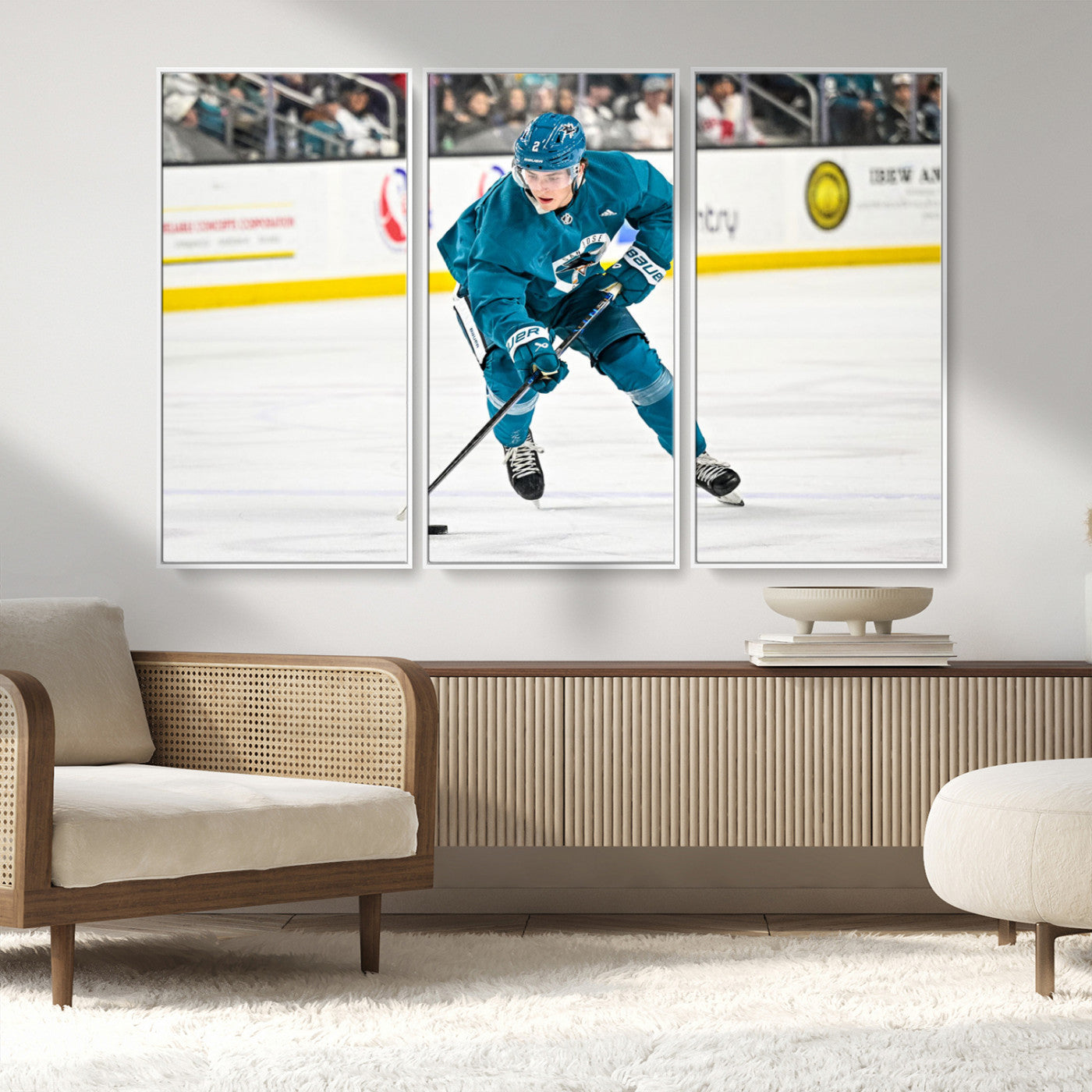 MGV-FC-48X32-3P - San Jose Sharks Ice Hockey Player Wall Art Canvas Print