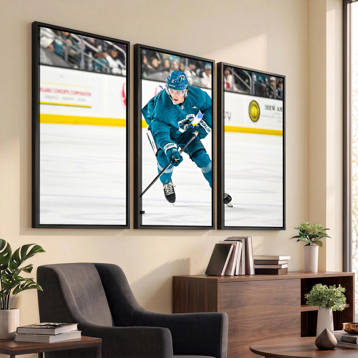 69179-MGV-CV-36X24 - San Jose Sharks Ice Hockey Player Wall Art Canvas Print