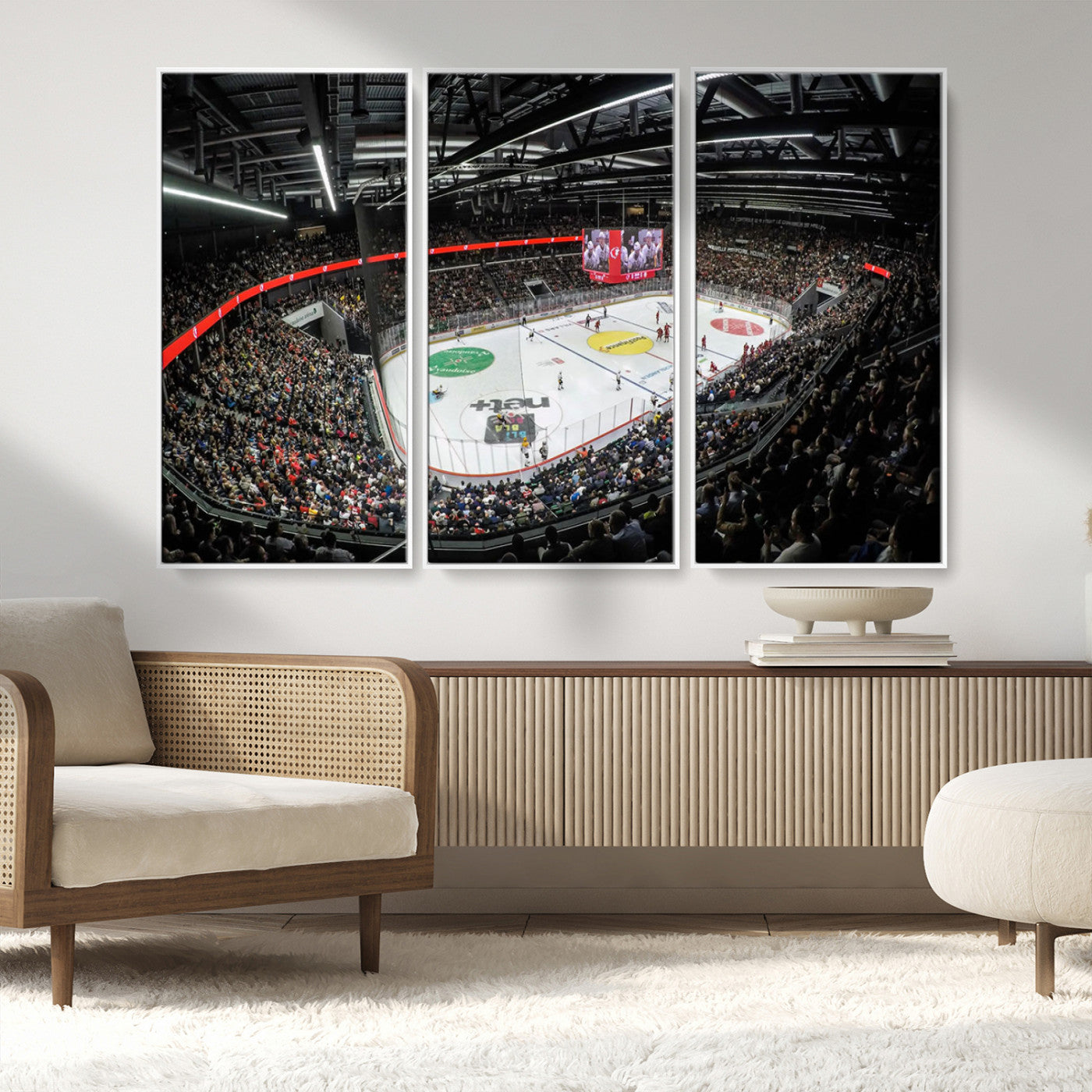 MGV-FC-48X32-3P - Vaudoise Lausanne Ice Hockey Arena Stadium Wall Art Canvas, Vaudoise Lausanne Ice Hockey Canvas