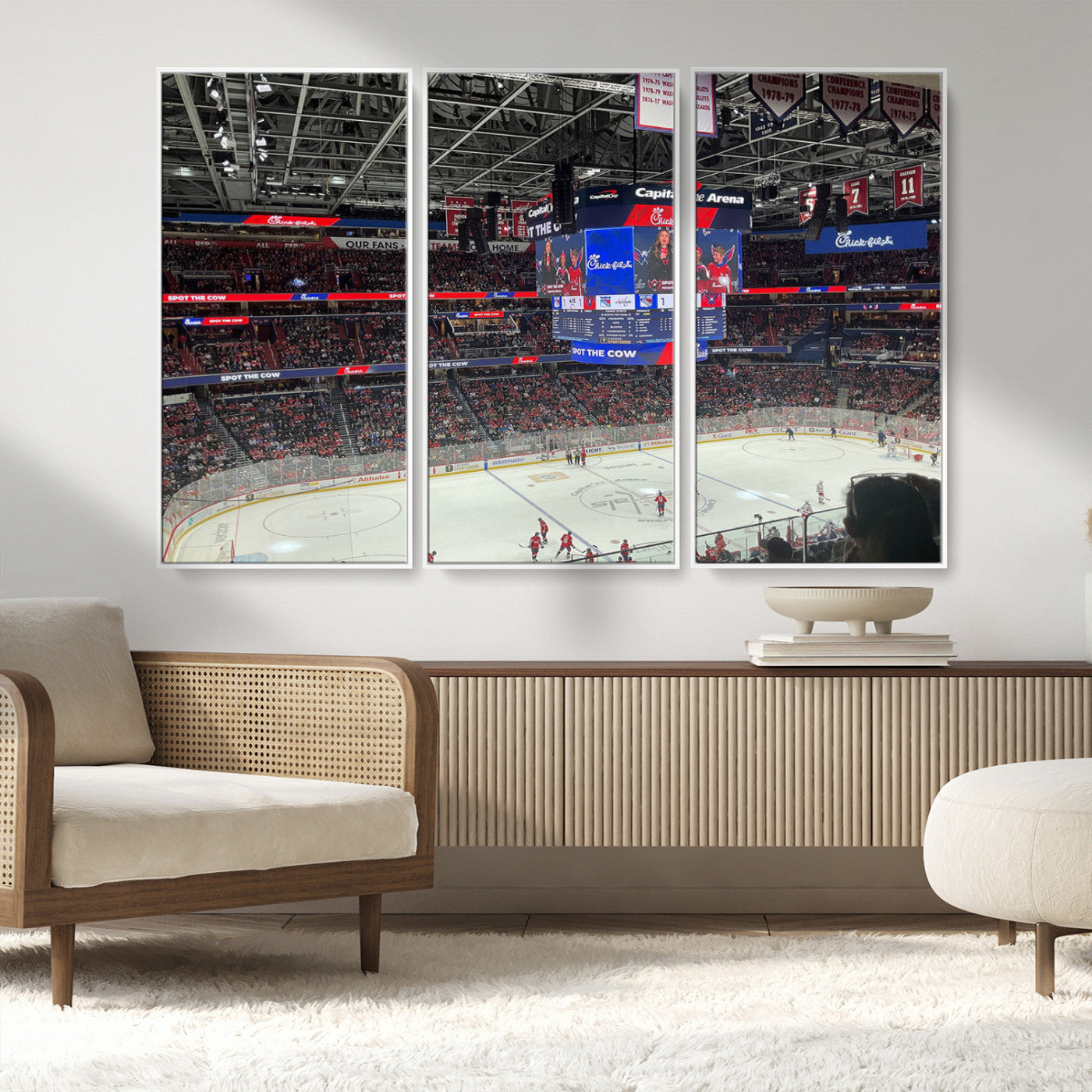MGV-FC-48X32-3P - Washington Capitols New York Rangers Ice Hockey Game Stadium Wall Art Canvas Print