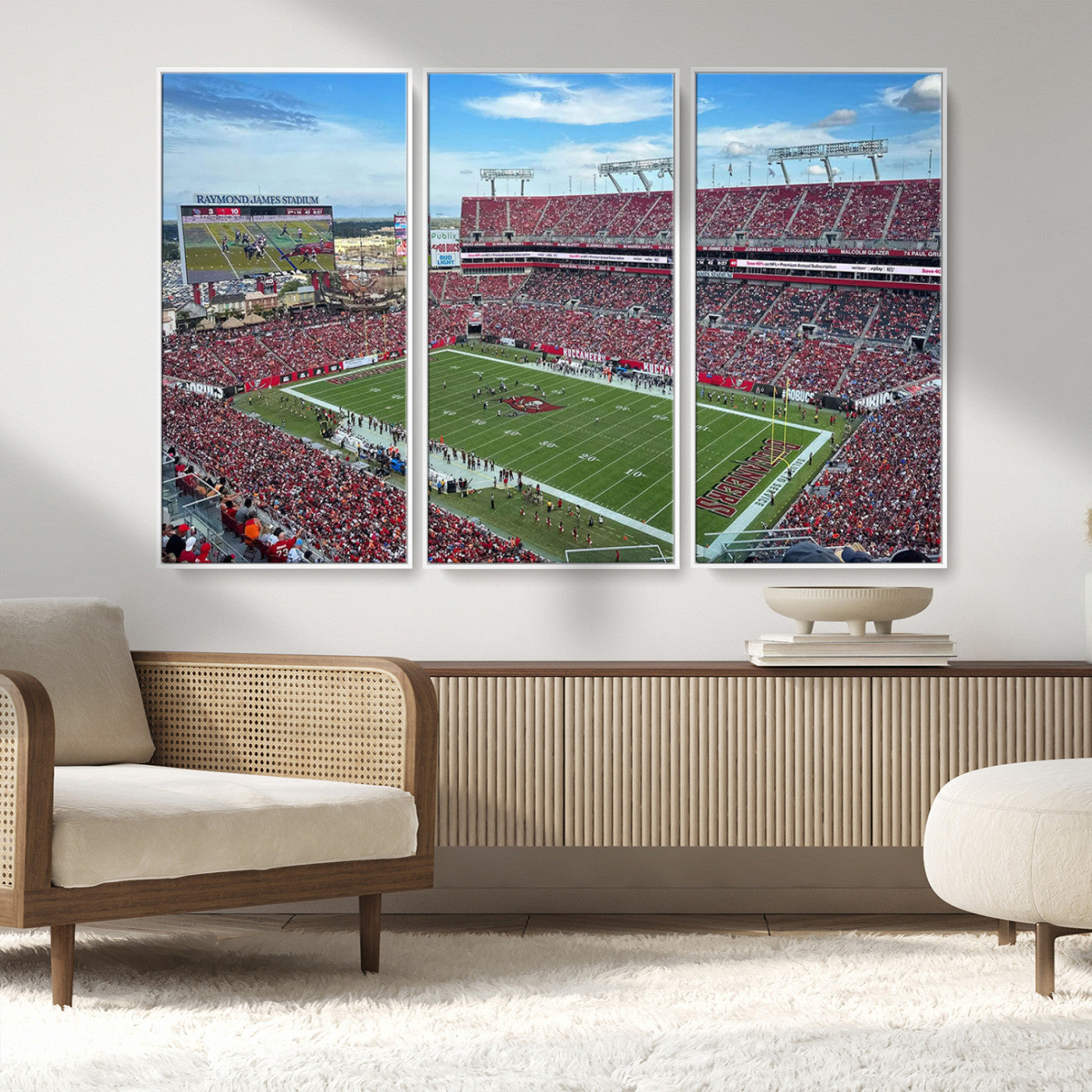 MGV-FC-48X32-3P - Florida Tampa Raymond James Stadium Wall Art Canvas Print - NFL Football Stadium Print Canvas