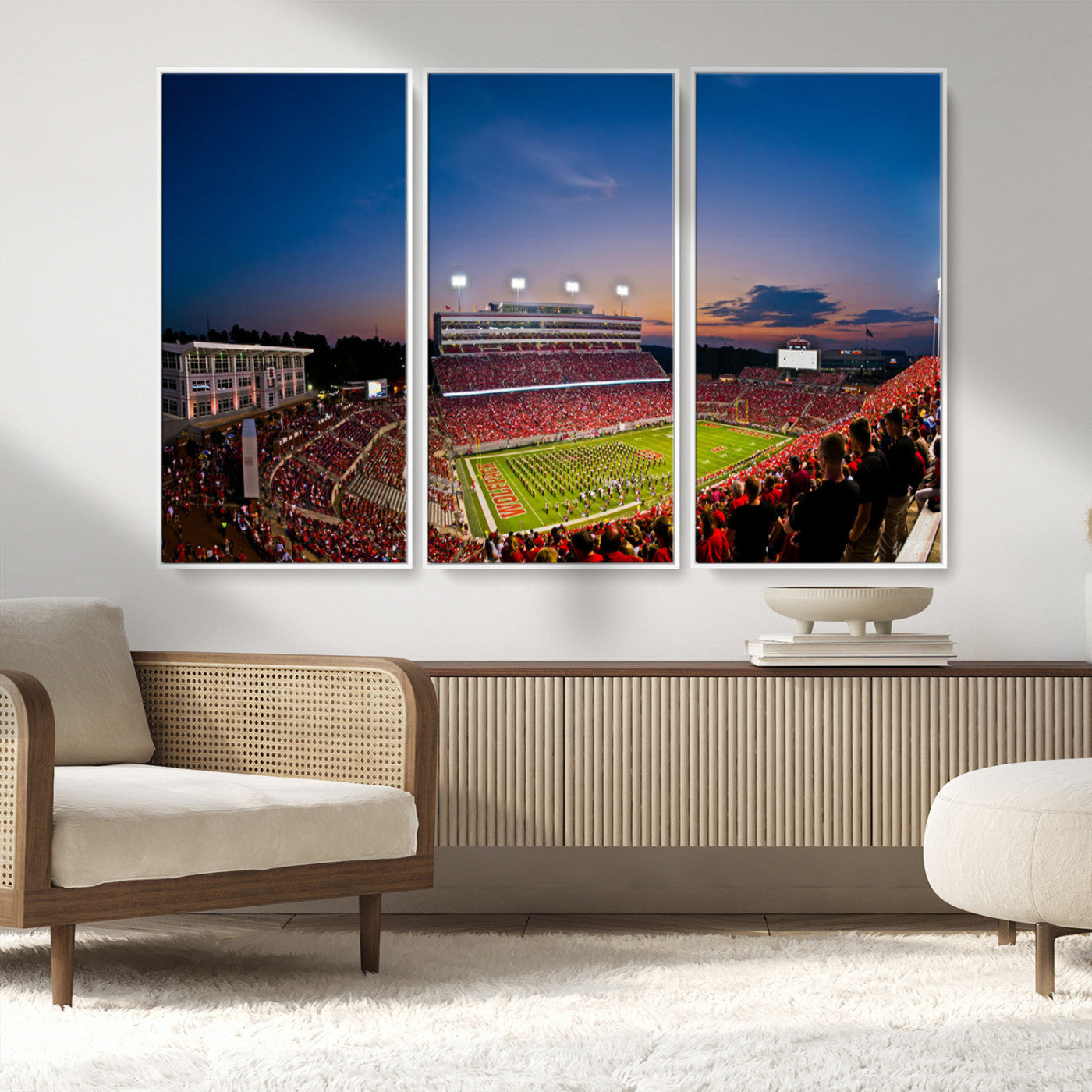 MGV-FC-48X32-3P - NC State Wolfpack Football Team Print - Raleigh Carter-Finley Stadium Wall Art Canvas Print