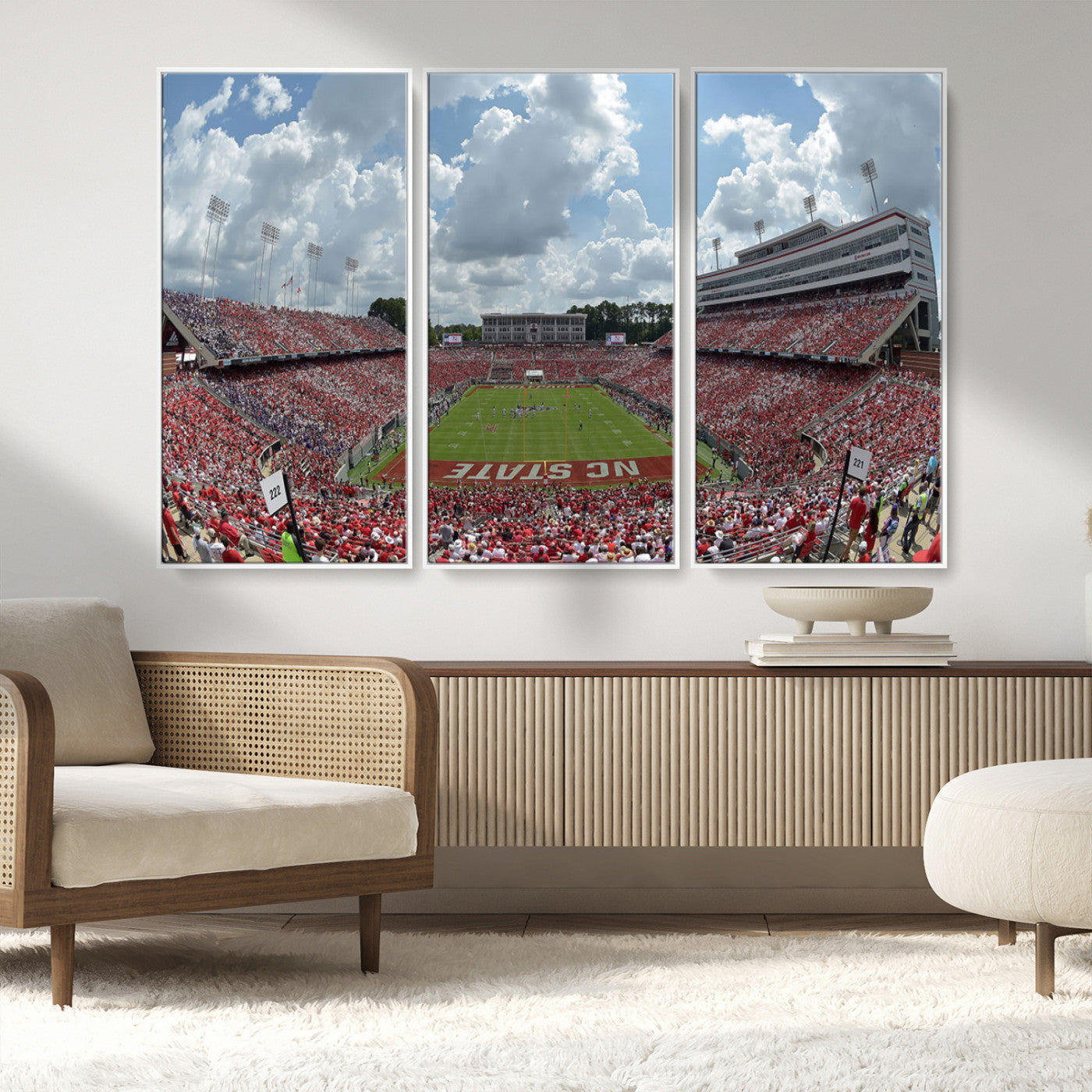 MGV-FC-48X32-3P - NC State Wolfpack Football Team Print Canvas- Raleigh Carter-Finley Stadium Wall Art Canvas Print