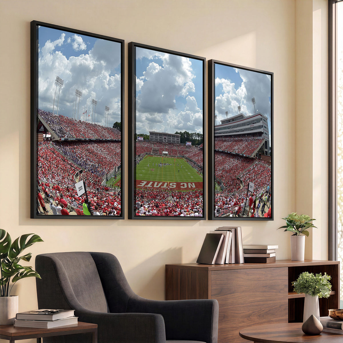 30640-MGV-CV-36X24 - NC State Wolfpack Football Team Print Canvas- Raleigh Carter-Finley Stadium Wall Art Canvas Print