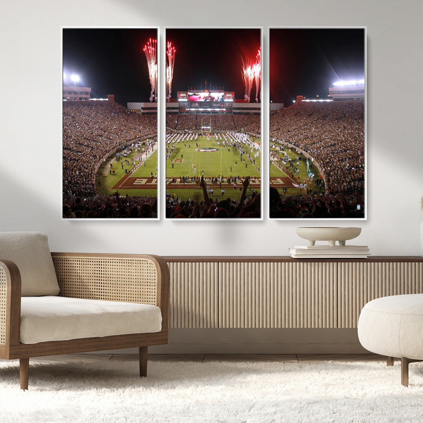 MGV-FC-48X32-3P - Framed Florida State Seminoles Football Team Print - Tallahassee Doak Campbell Stadium Wall Art
