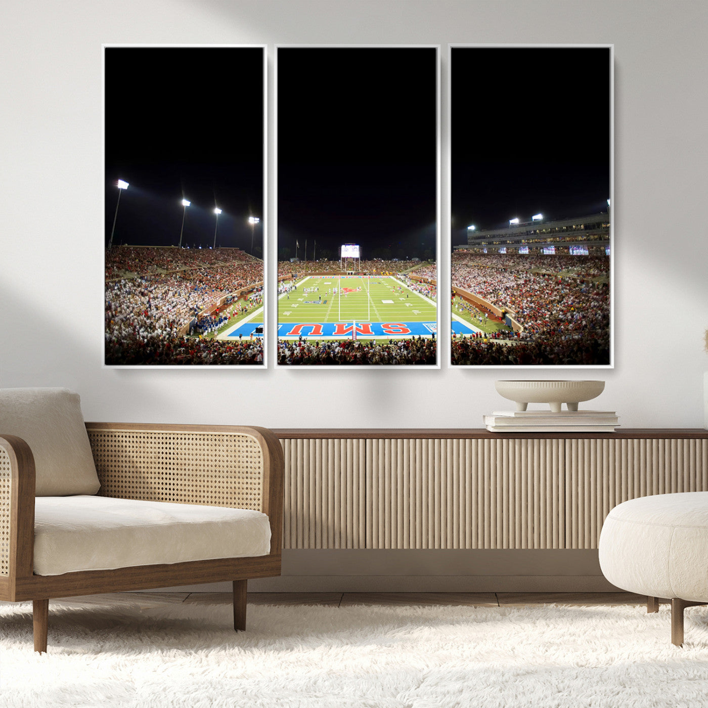 MGV-FC-48X32-3P - SMU Mustangs Football Team Print - Dallas Gerald J. Ford Stadium Wall Art Canvas Print