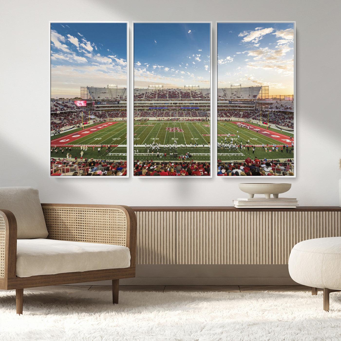 MGV-FC-48X32-3P - Framed Houston Cougars Football Team Print - Houston TDECU Stadium Wall Art Canvas Print
