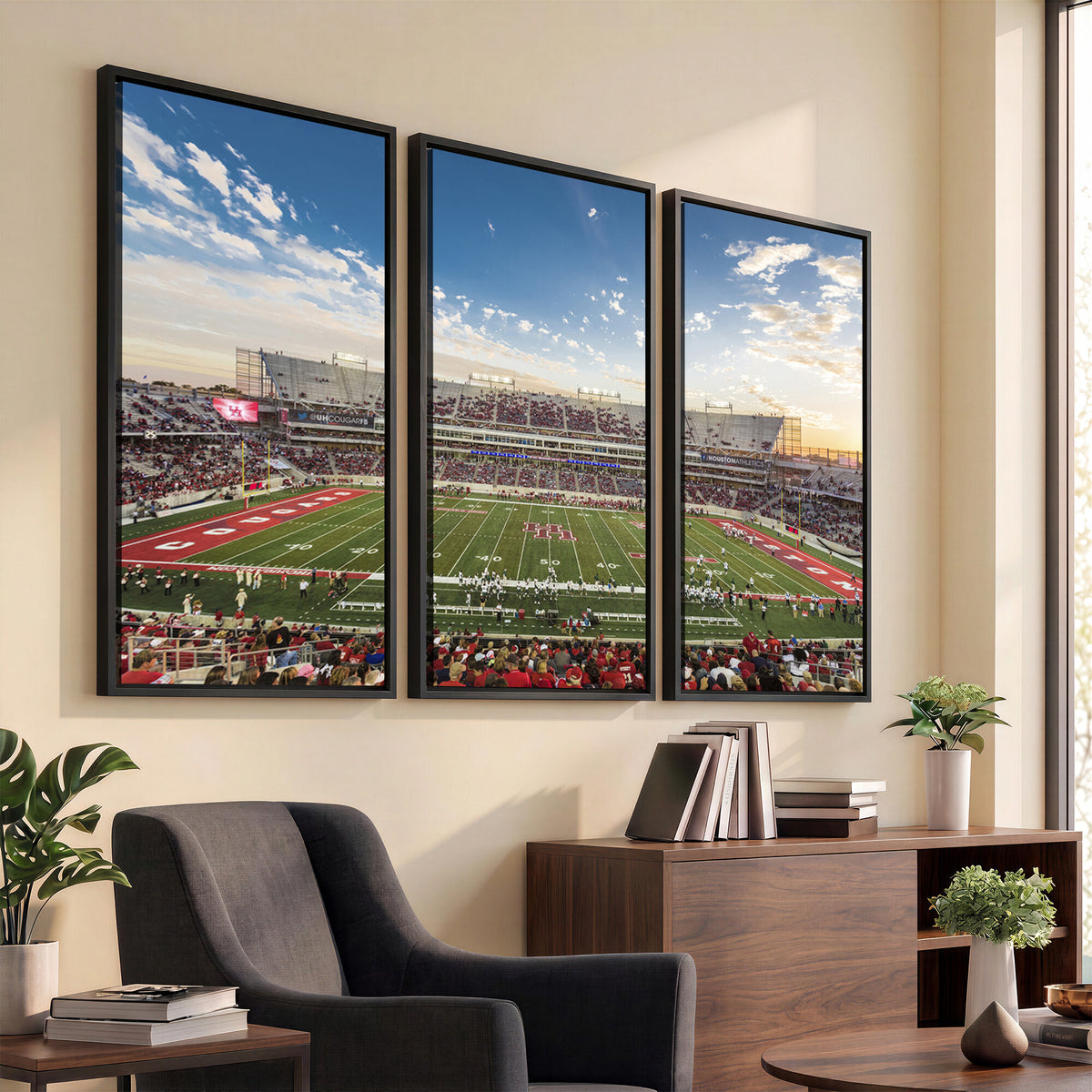 36612-MGV-CV-36X24 - Framed Houston Cougars Football Team Print - Houston TDECU Stadium Wall Art Canvas Print