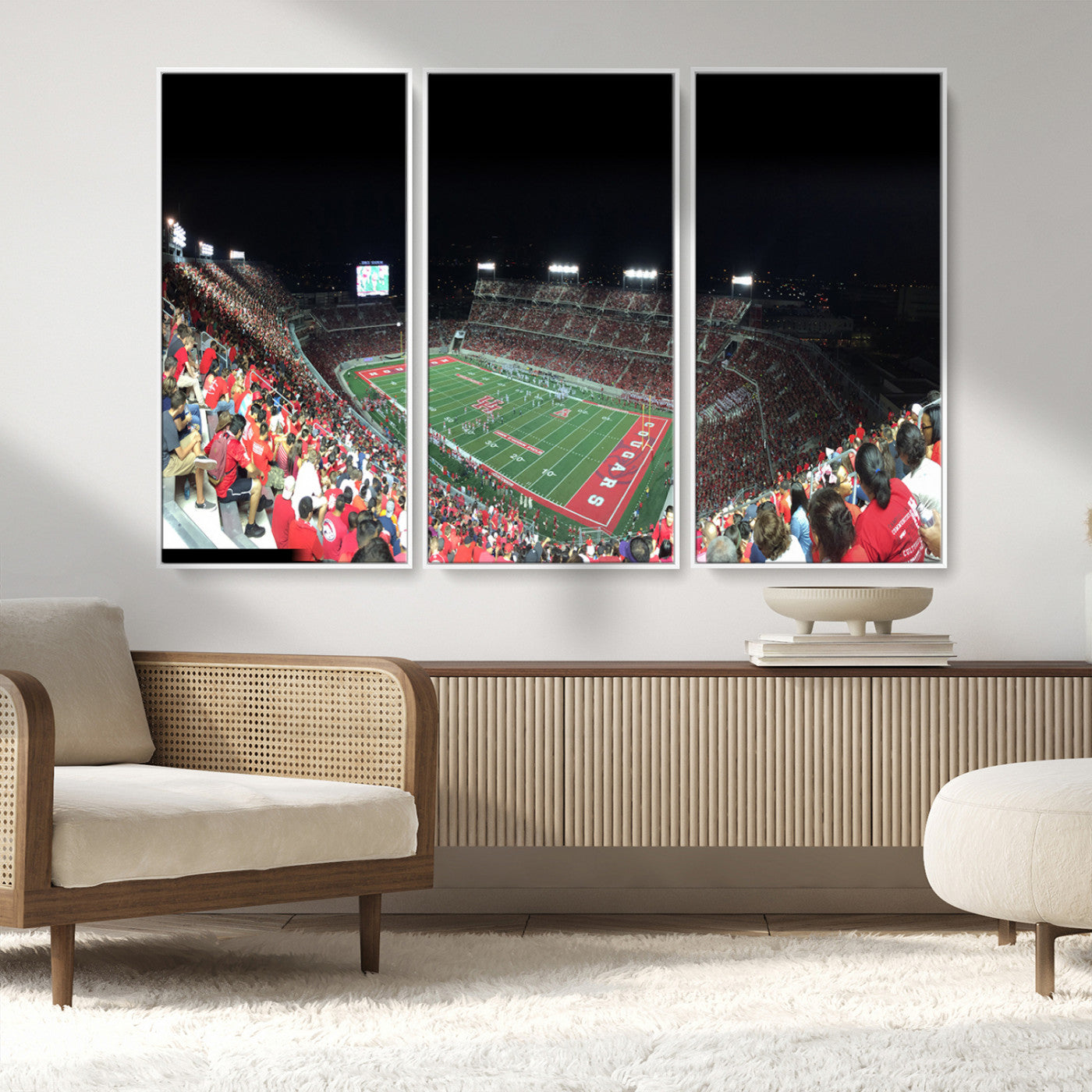 MGV-FC-48X32-3P - Houston Cougars Football Team Print - Houston TDECU Stadium Wall Art Canvas Print